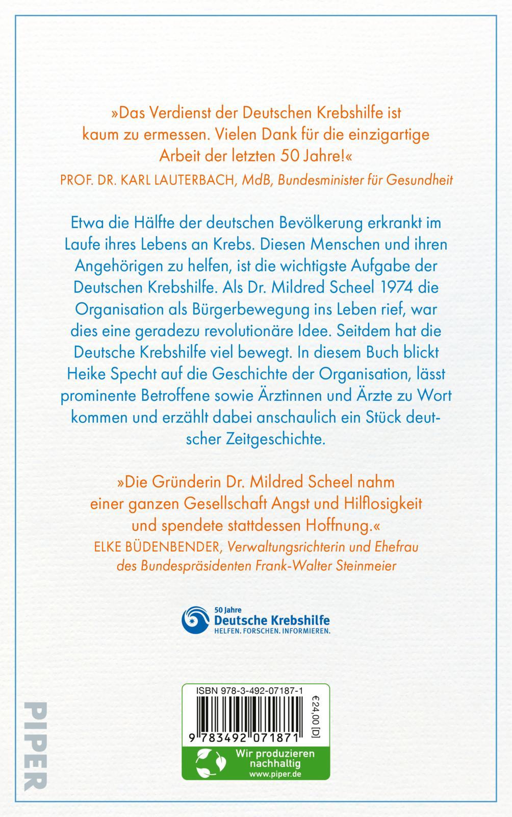 Rückseitencover Im Mittelpunkt der Mensch - 50 Jahre Deutsche Krebshilfe