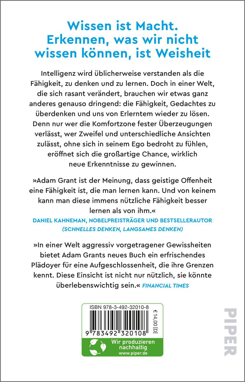 Rückseitencover Think Again - Die Kraft des flexiblen Denkens