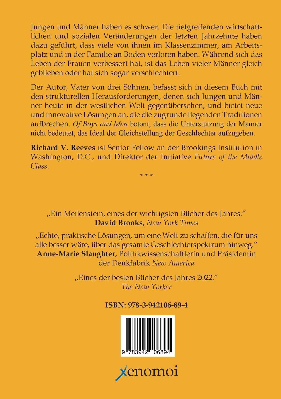 Rückseitencover Von Jungen und Männern. Warum der moderne Mann Probleme hat, warum das wichtig ist und was man dagegen tun kann