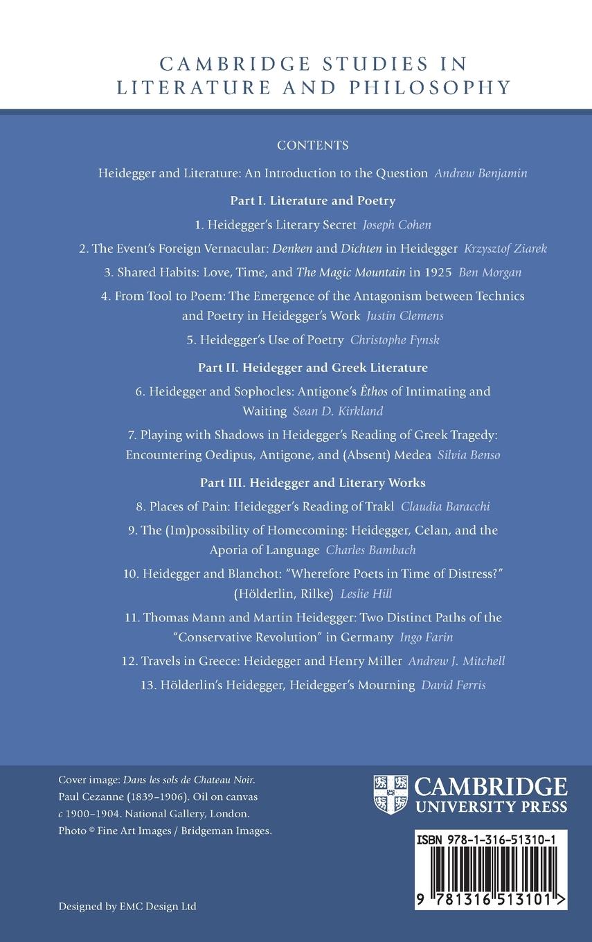 Rückseitencover Heidegger and Literary Studies