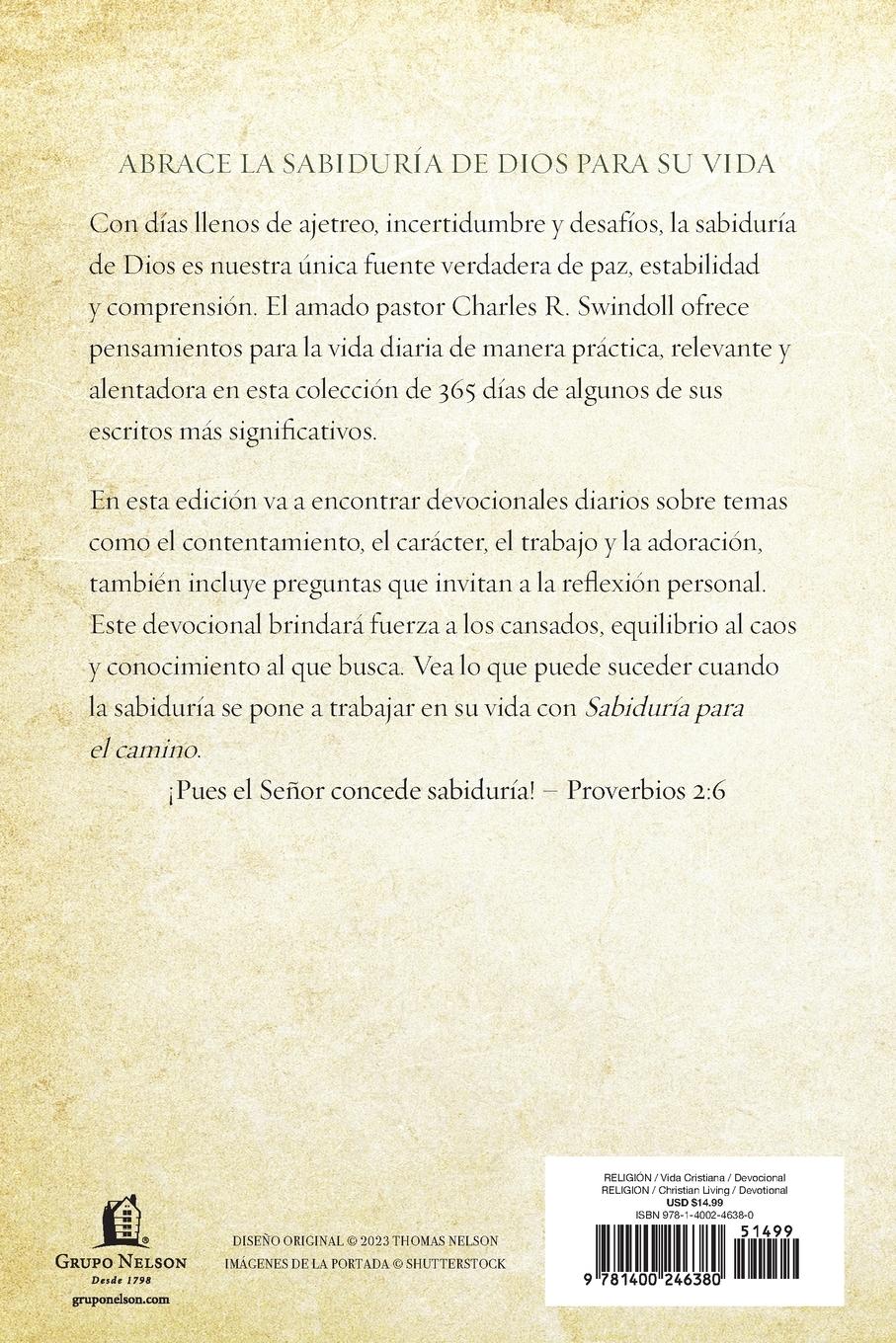 Rückseitencover Sabiduría para el camino