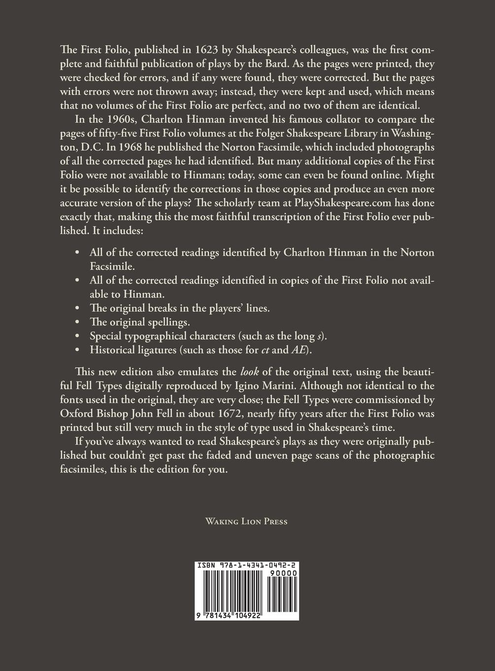 Rückseitencover Shakespeare's First Folio Ultimate