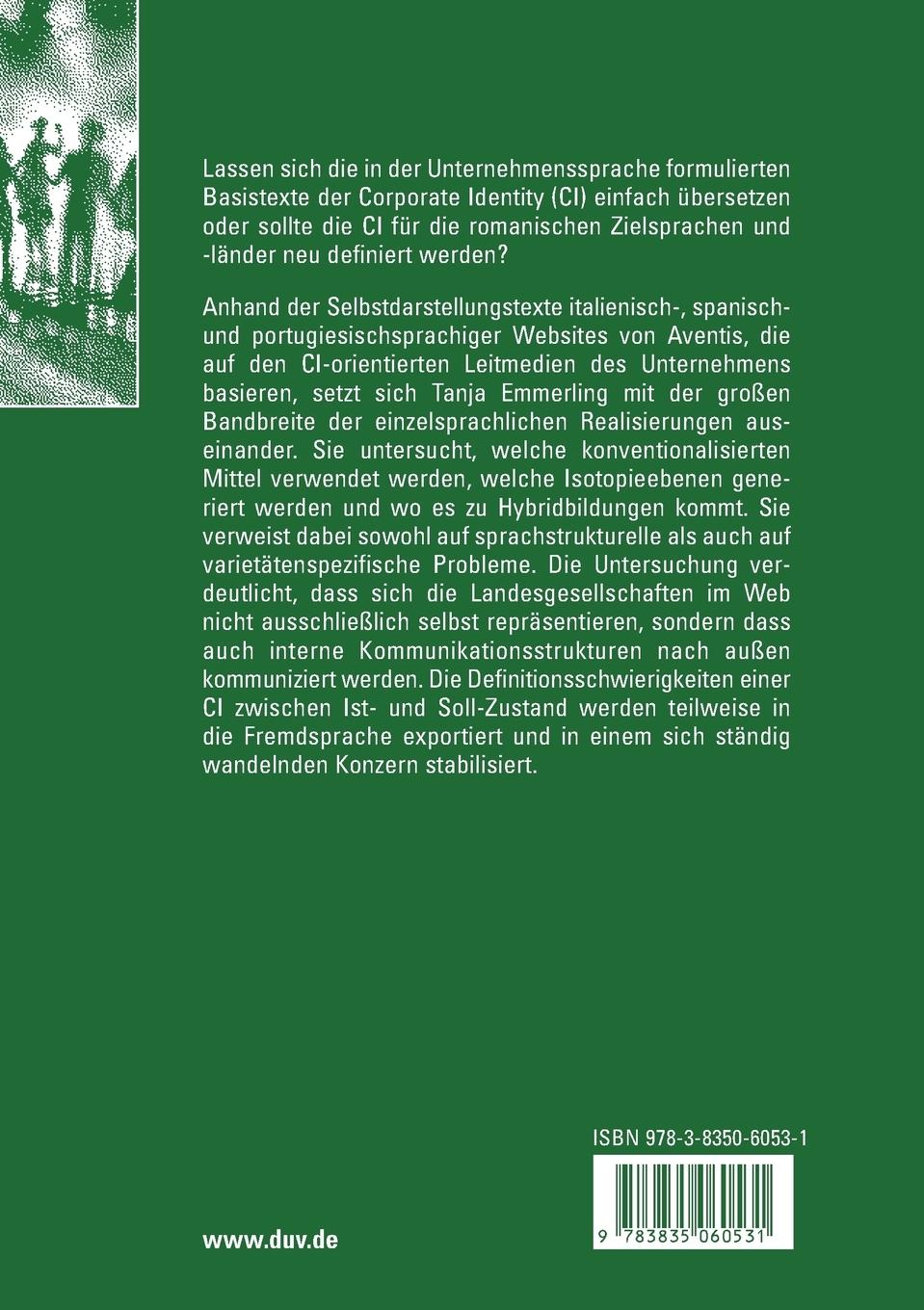 Rückseitencover Corporate Identity und ihre länderspezifischen Realisierungen