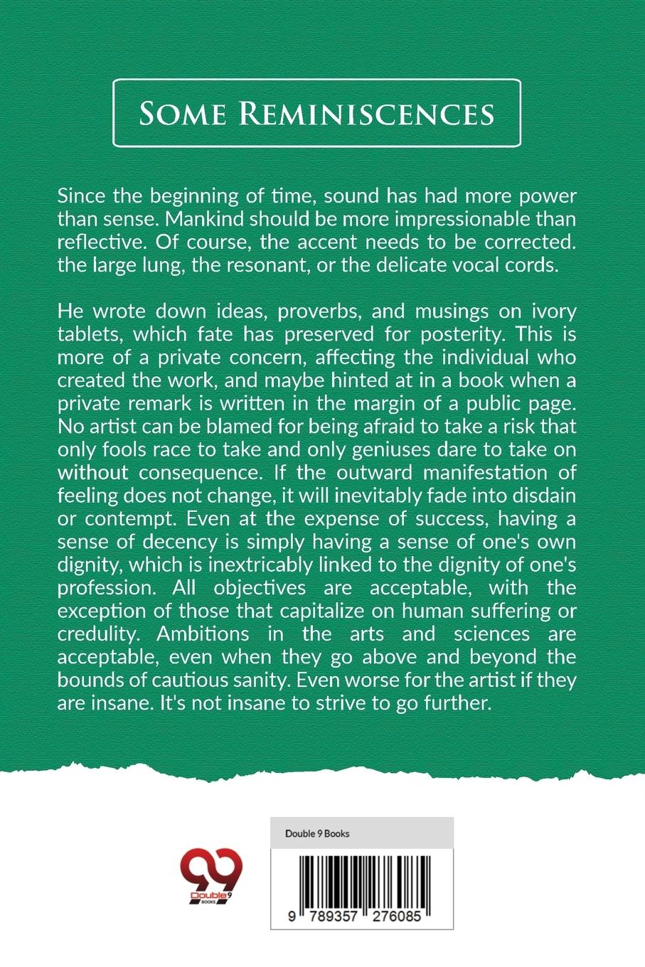 Rückseitencover Some Reminiscences