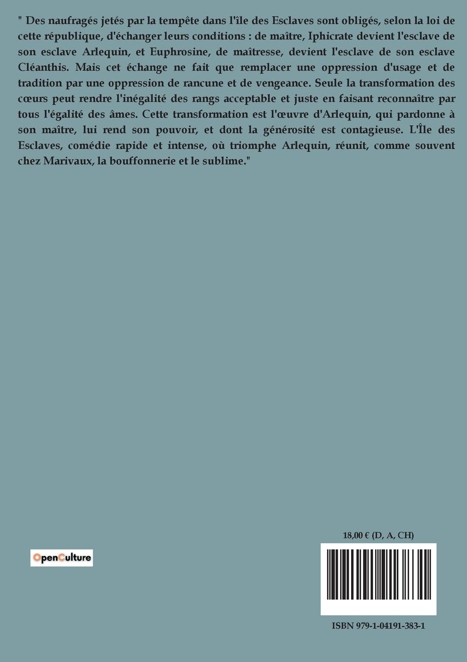 Rückseitencover L'île des esclaves