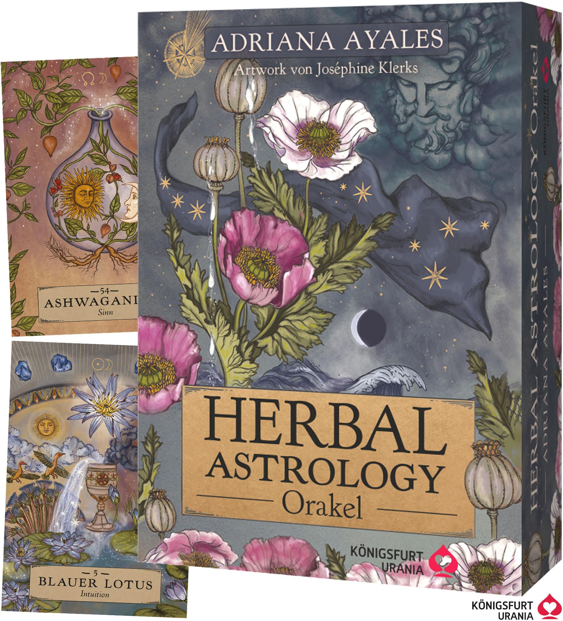 Vorderes Coverbild Herbal Astrology Orakel: 55 Karten mit Botschaften und Anleitungen