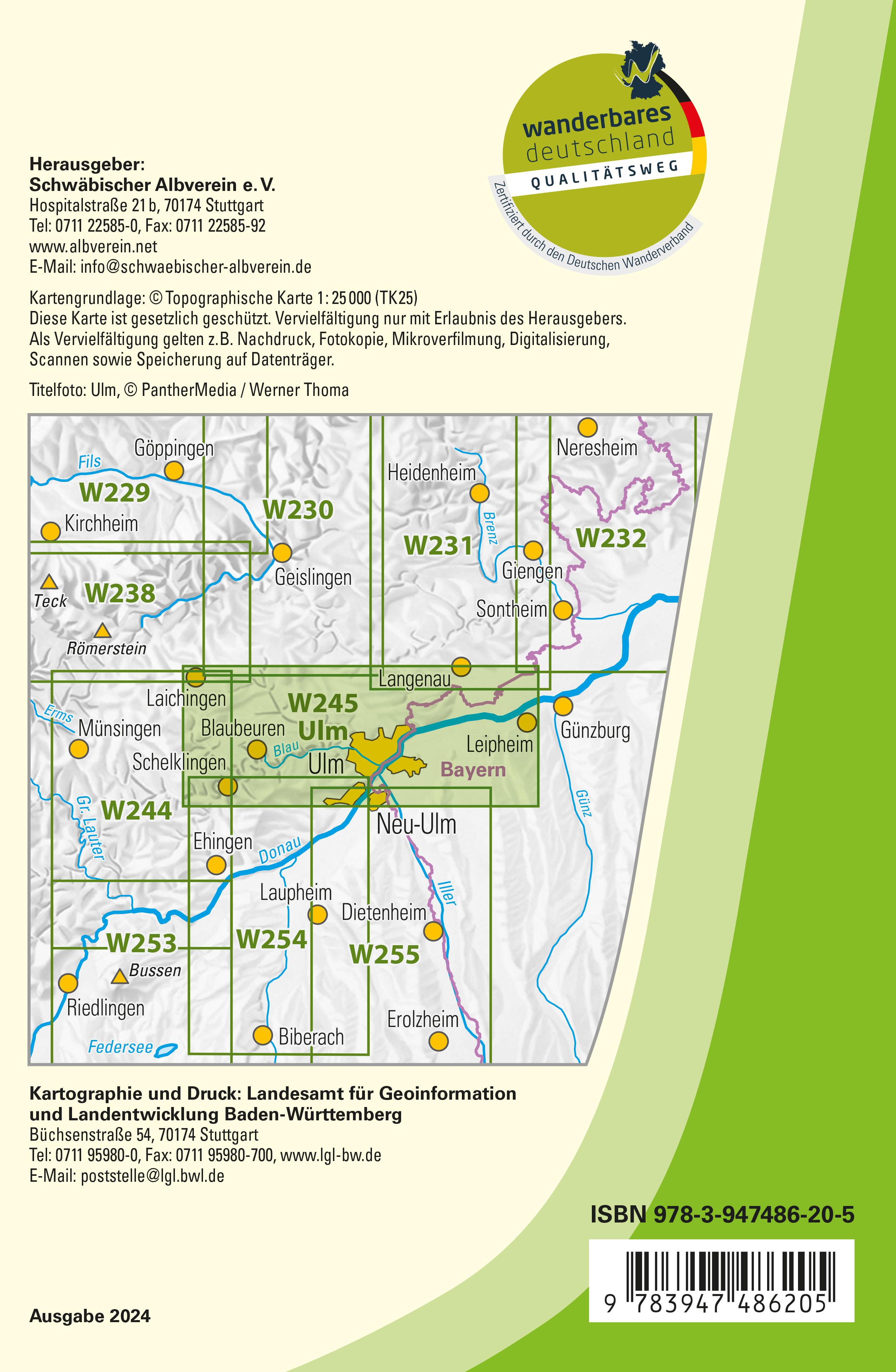 Rückseitencover W245 Ulm - Blaubeuren, Schelklingen