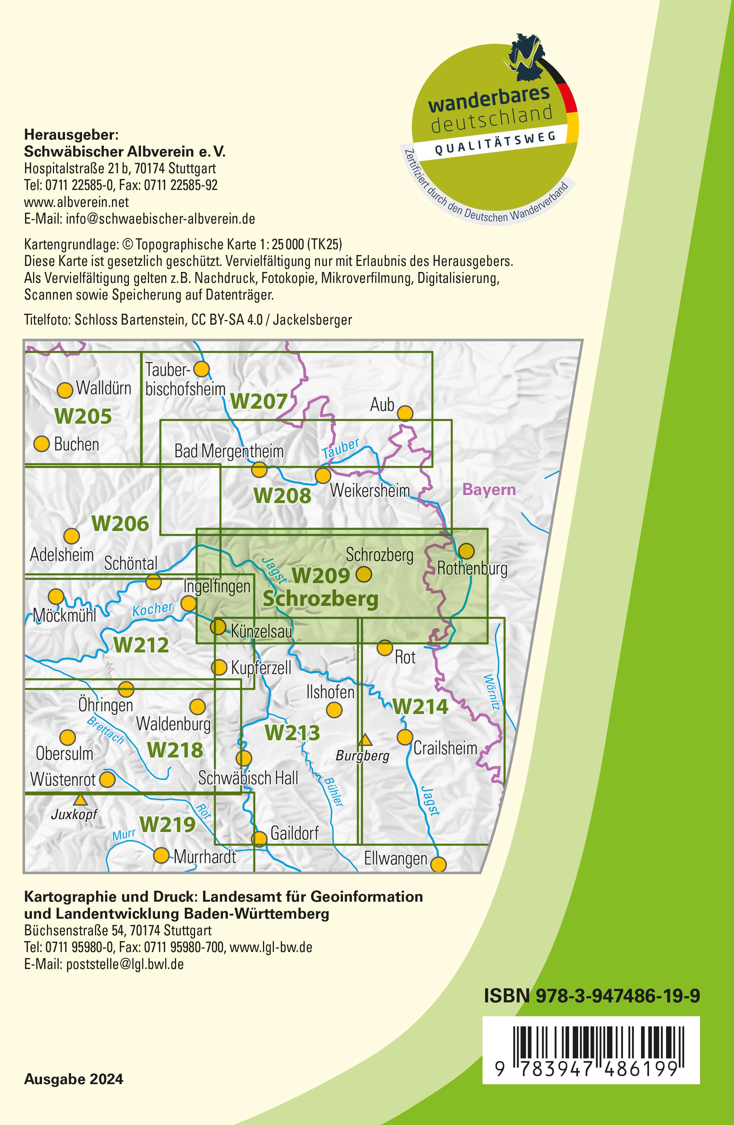 Rückseitencover W209 Schrozberg - Mittleres Jagsttal, Rothenburg o.d.T.