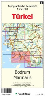 Vorderes Coverbild Bodrum - Marmaris - Topographische Reisekarte 1:250.000 Türkei (Blatt 6)