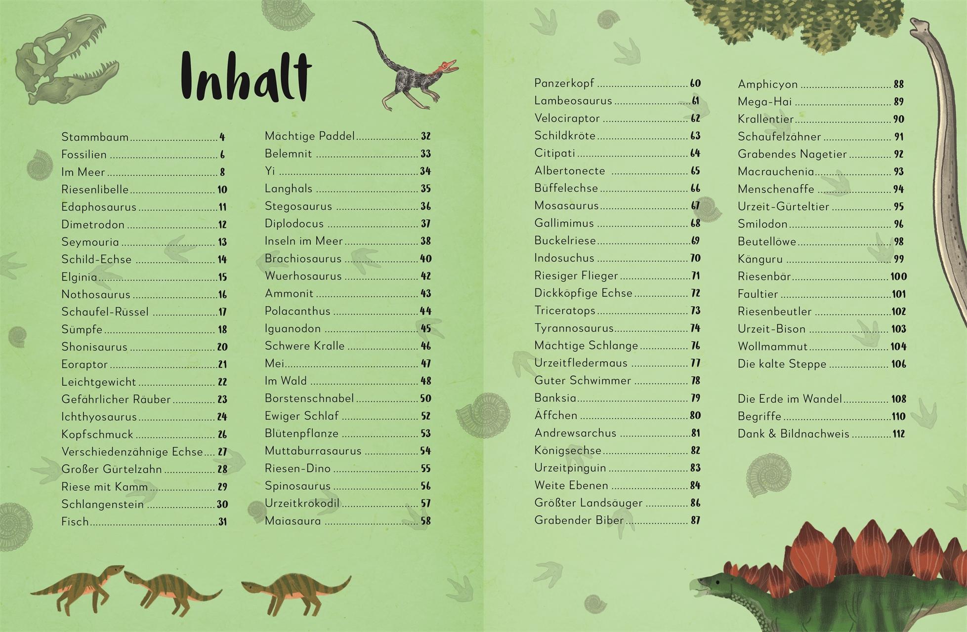 Beispielinhalt (Bild) Mein liebstes Buch der Dinosaurier und anderer Lebewesen der Urzeit