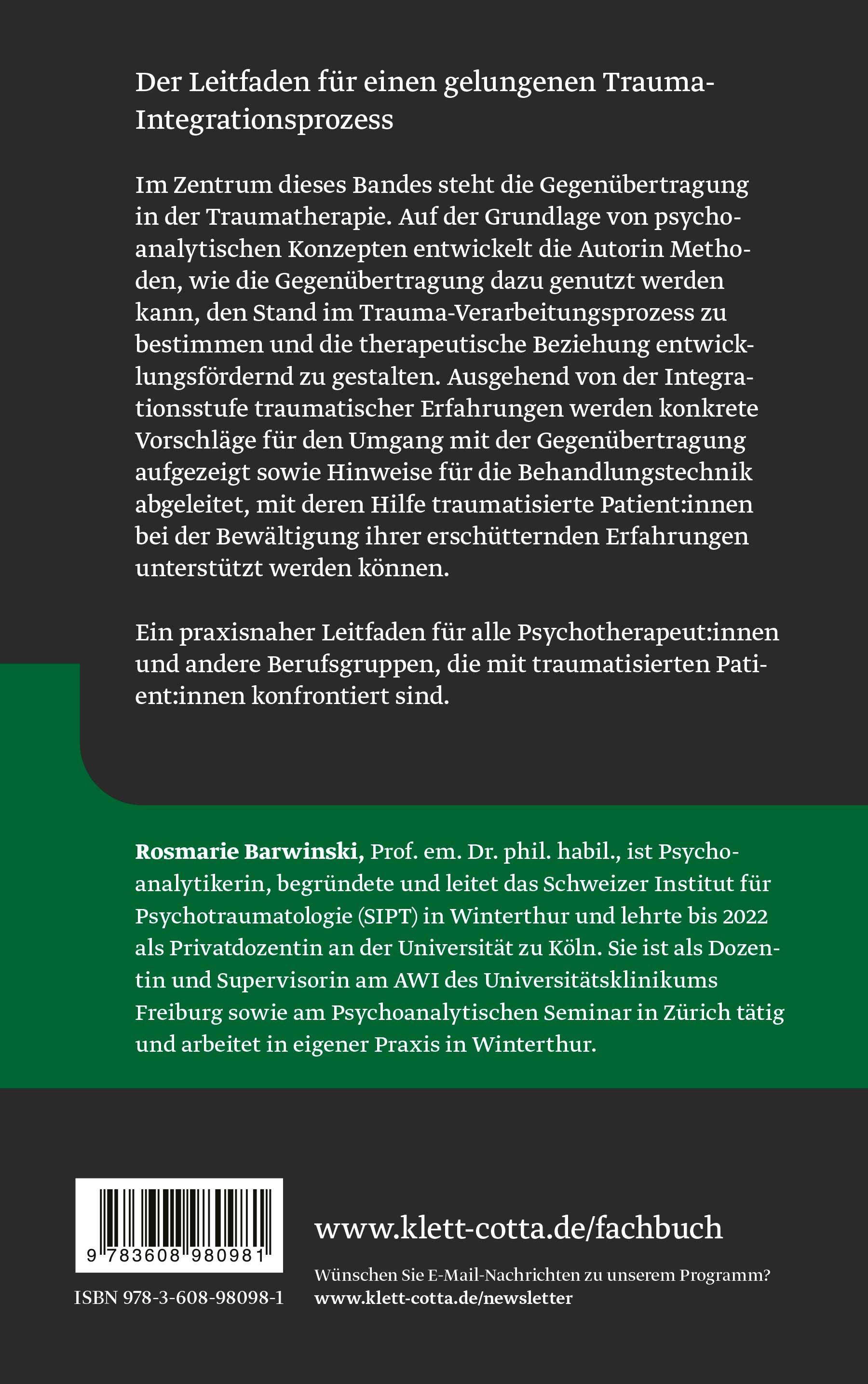 Rückseitencover Trauma und Gegenübertragung (Traumafolgestörungen, Bd. 4)