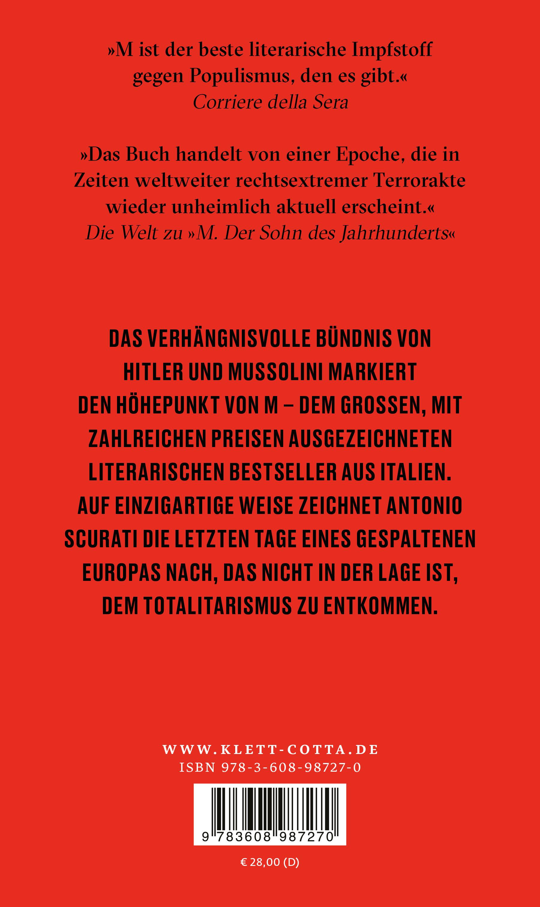 Rückseitencover M. Die letzten Tage von Europa