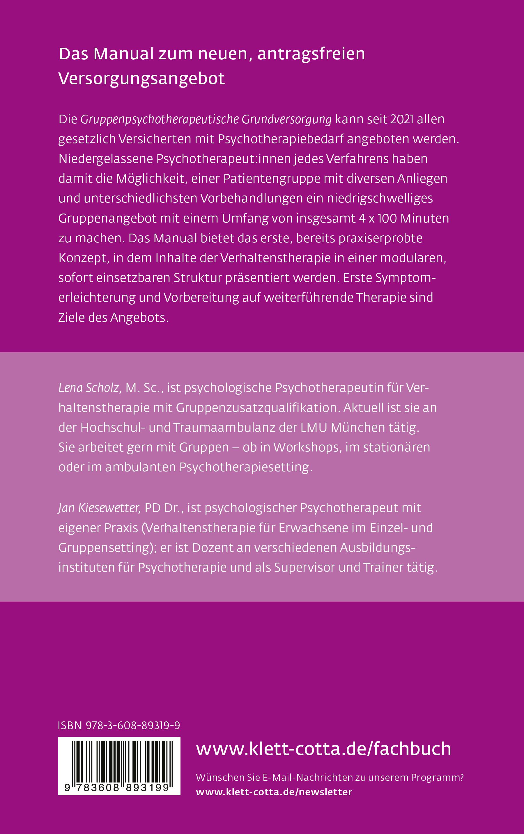 Rückseitencover Gruppentherapeutische Grundversorgung (Leben Lernen, Bd. 345)
