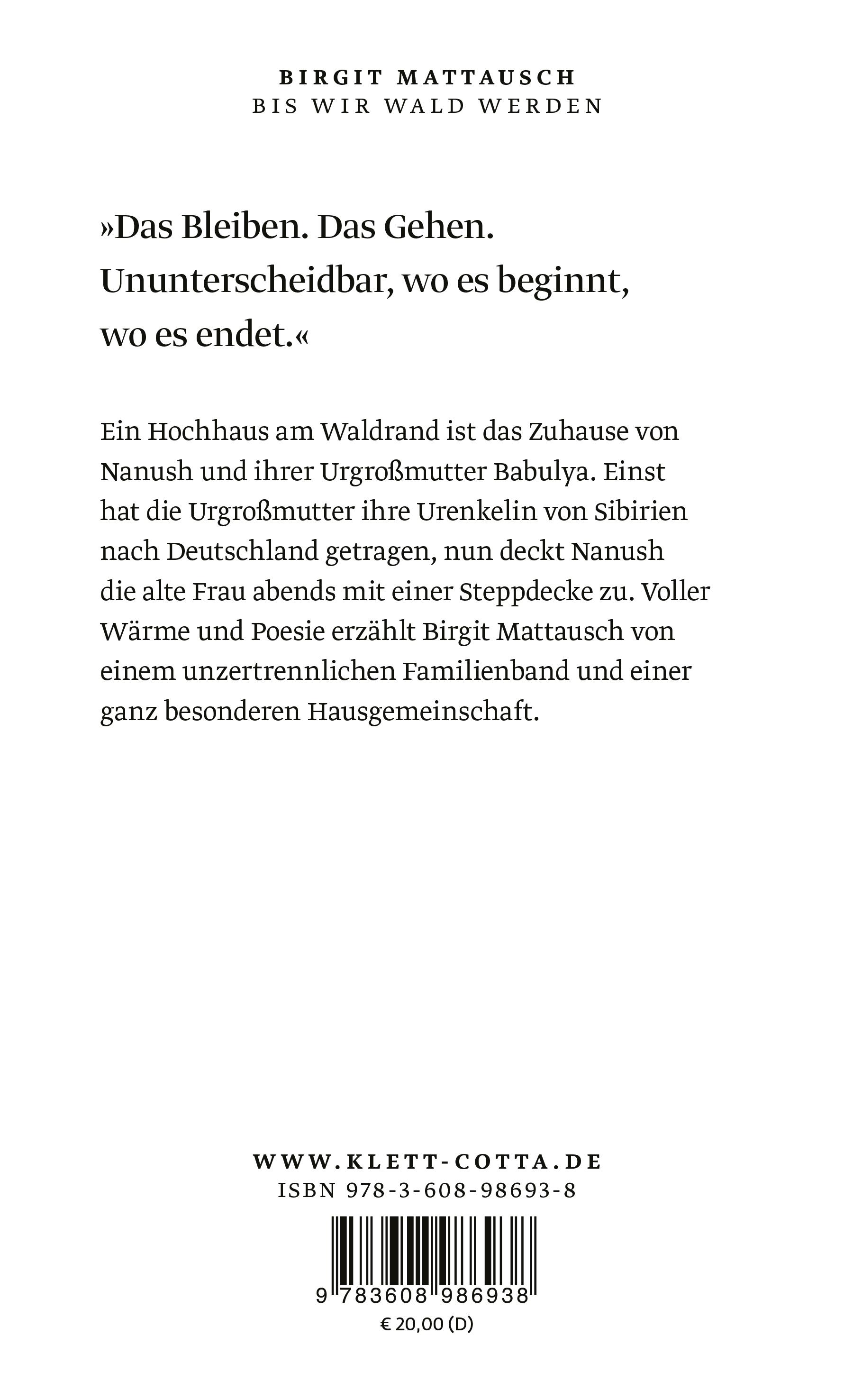 Rückseitencover Bis wir Wald werden