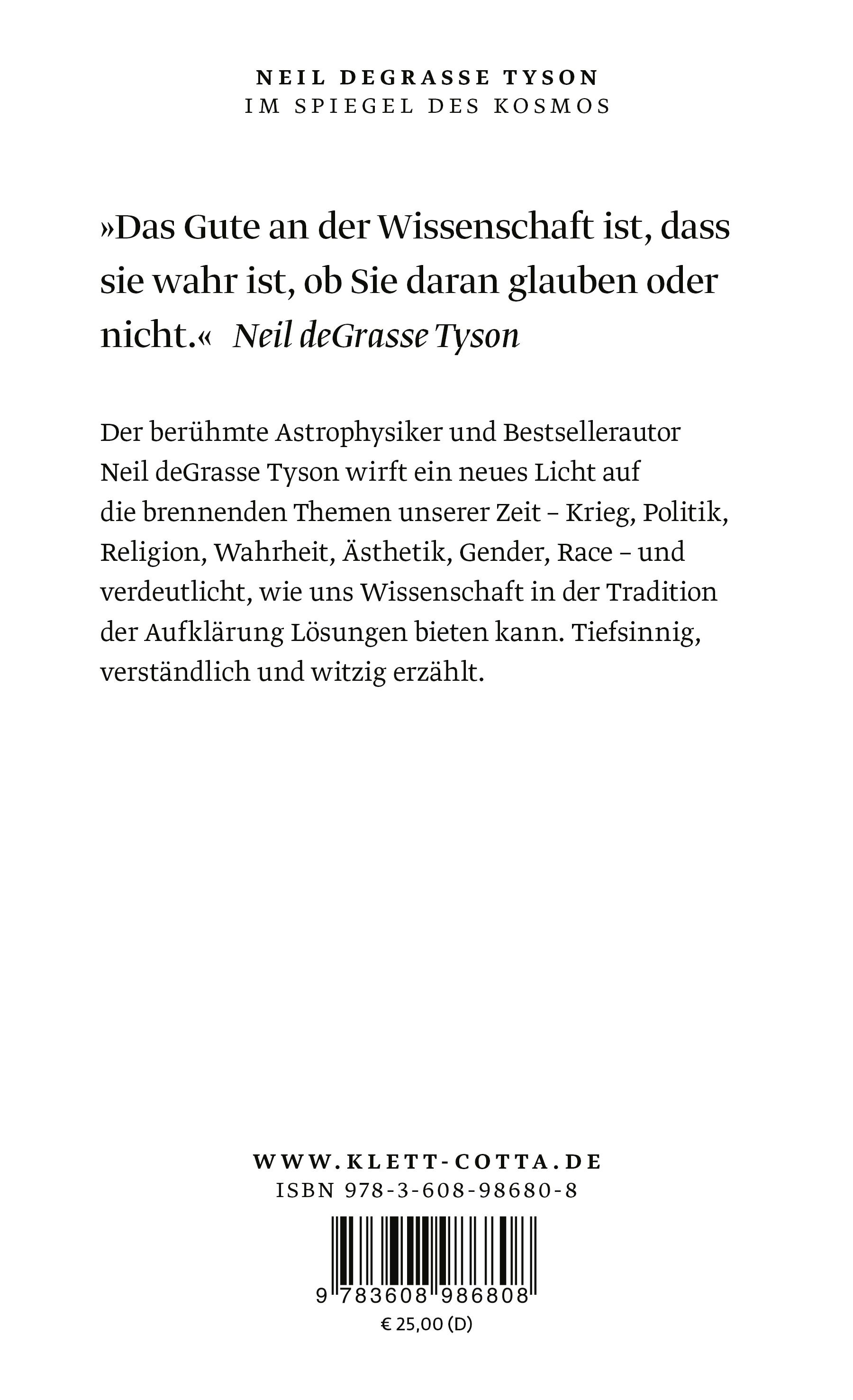 Rückseitencover Im Spiegel des Kosmos