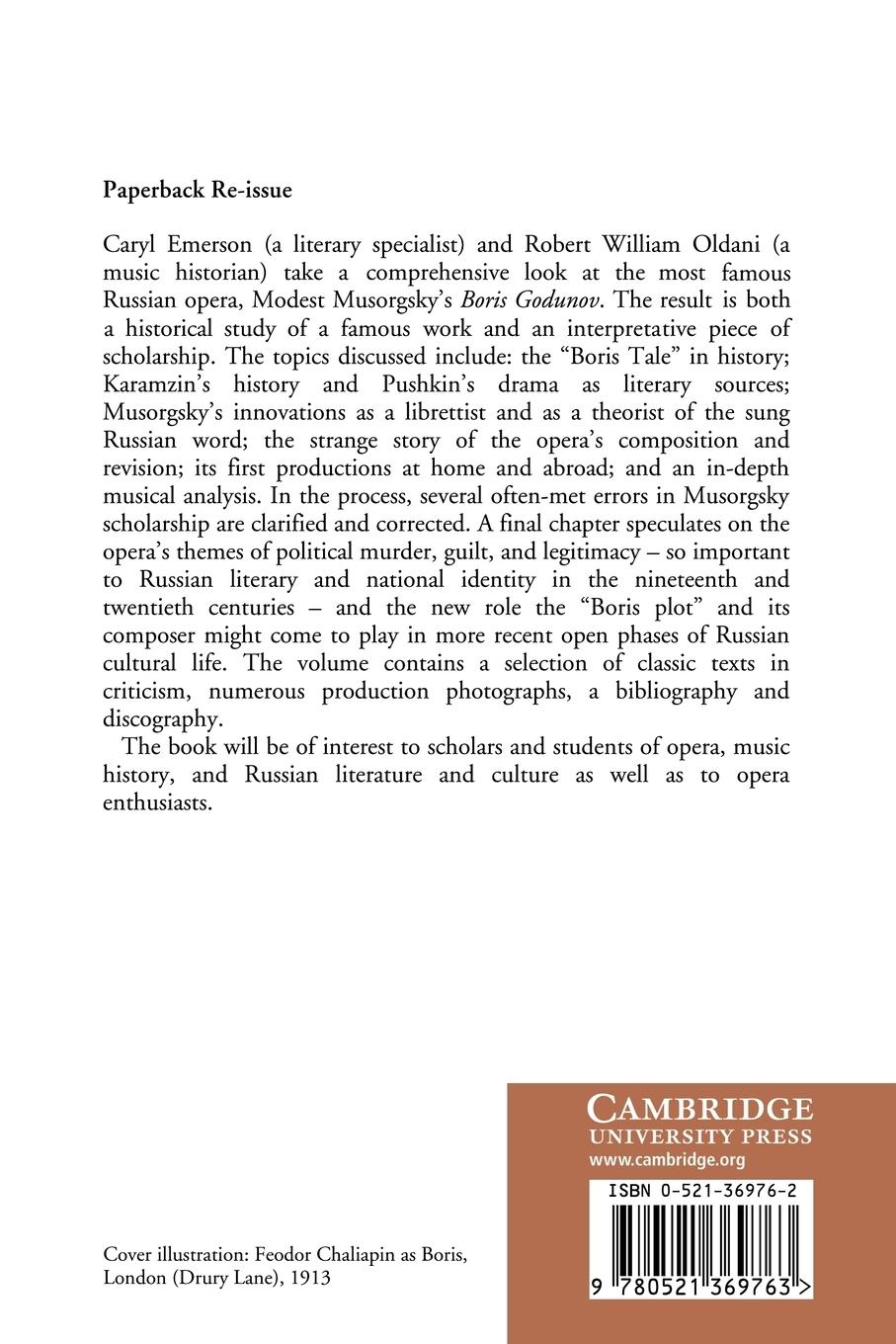 Rückseitencover Modest Musorgsky and Boris Godunov