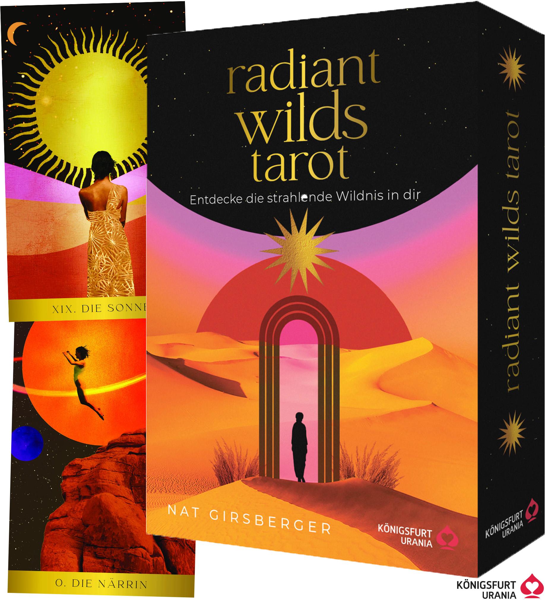 Vorderes Coverbild Radiant Wilds Tarot - Entdecke die strahlende Wildnis in dir: 78 Tarotkarten mit Goldschnitt