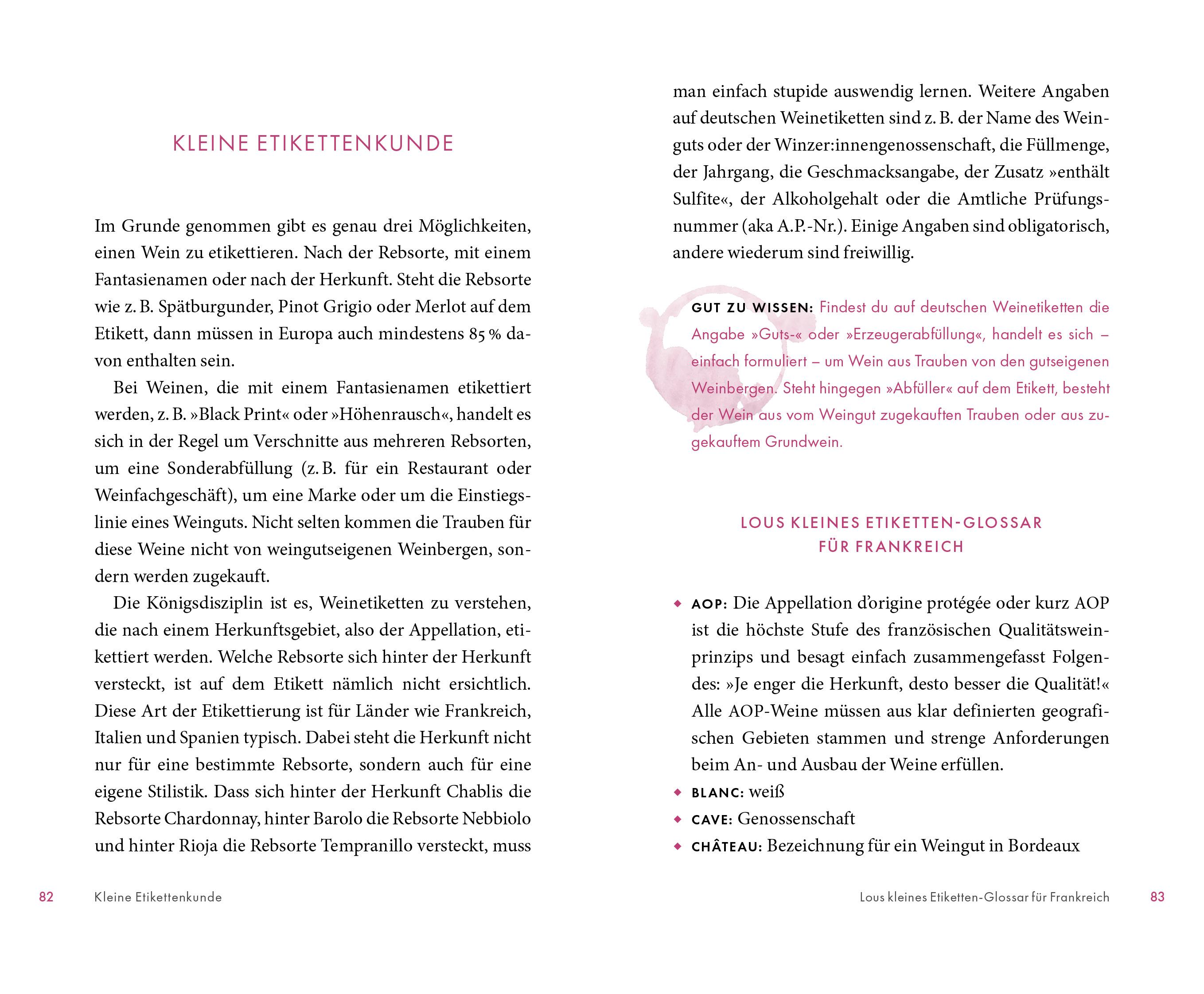 Beispielinhalt (Bild) Das Weinbuch - ohne Blabla