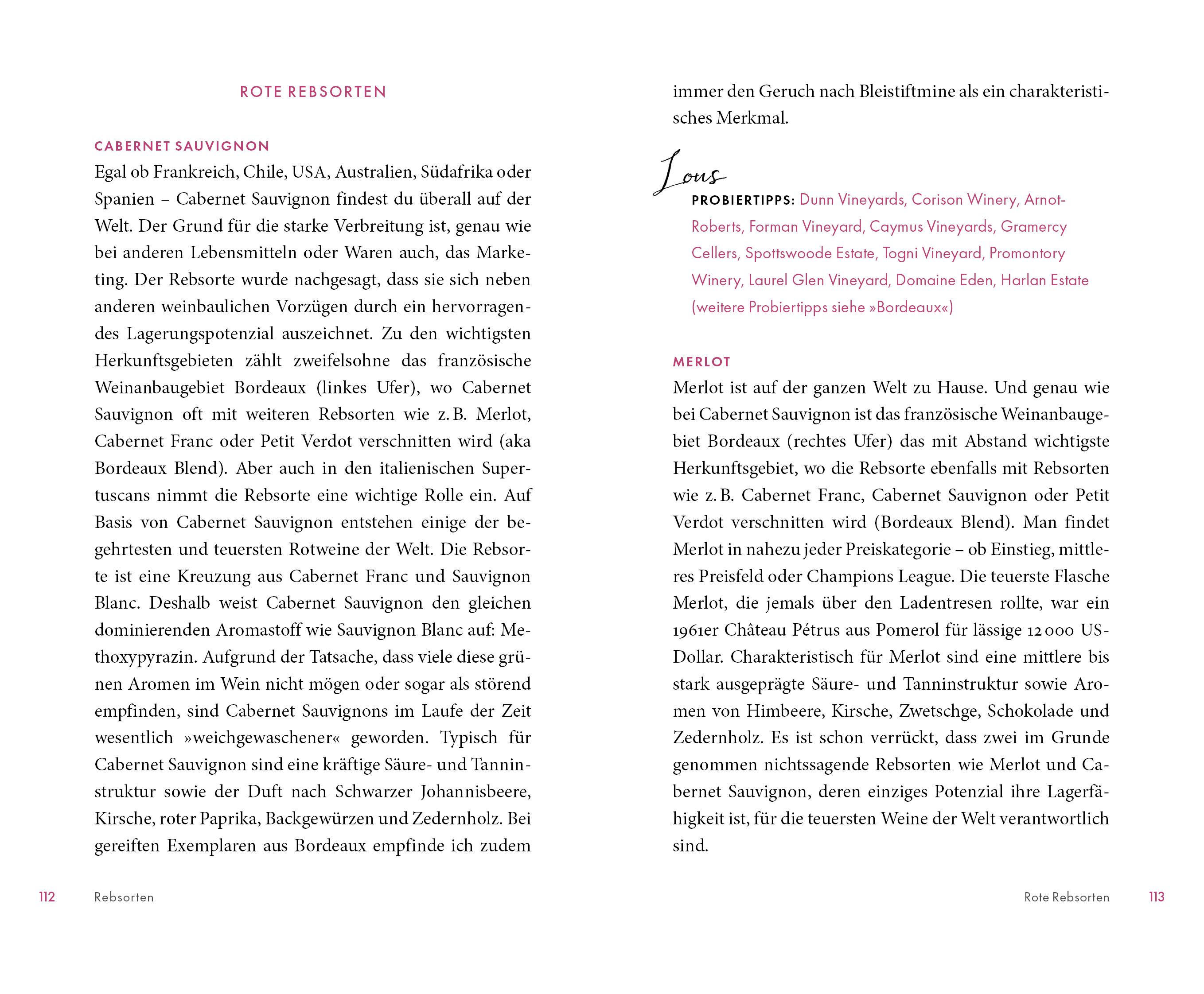 Beispielinhalt (Bild) Das Weinbuch - ohne Blabla