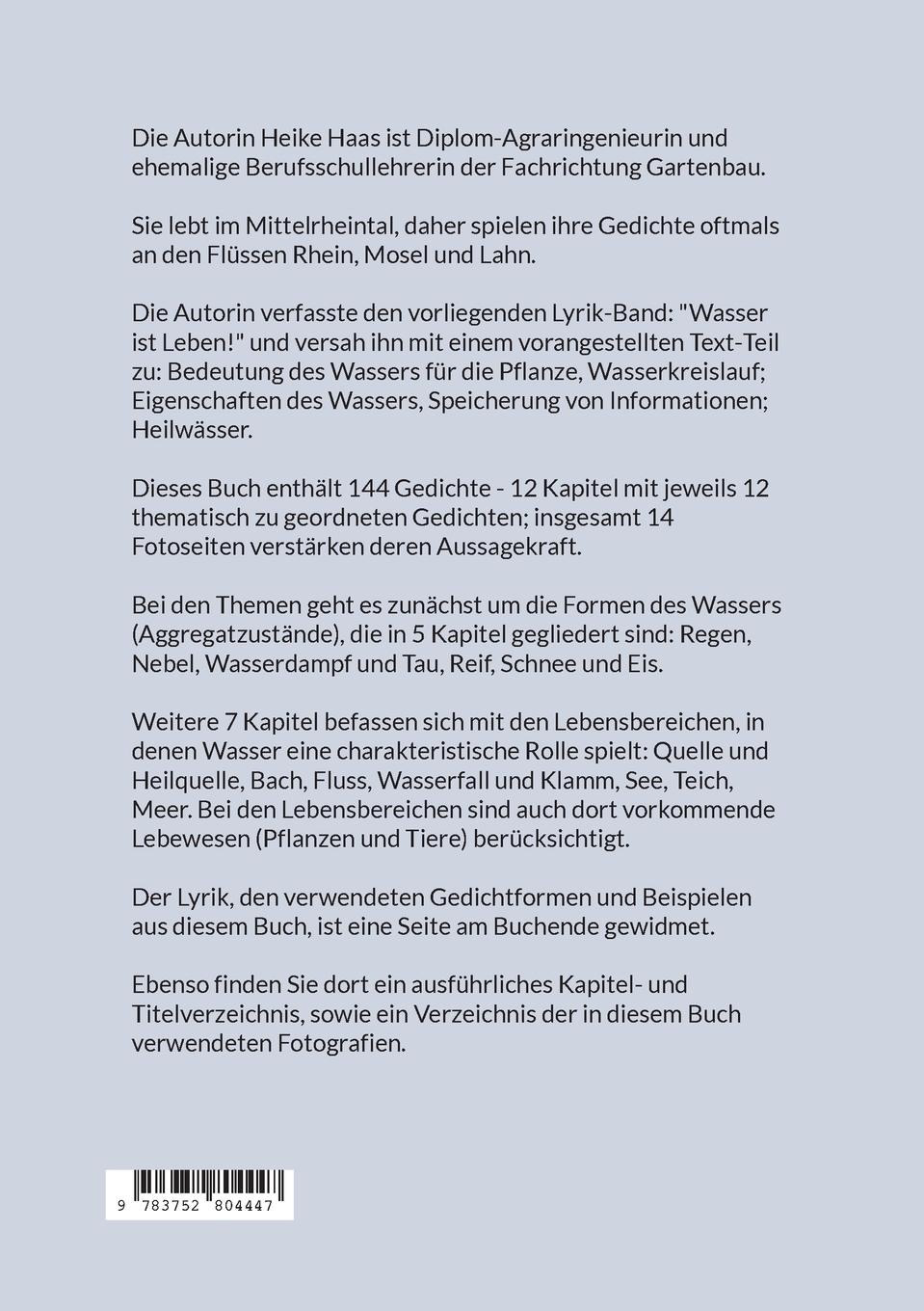 Rückseitencover Wasser ist Leben!