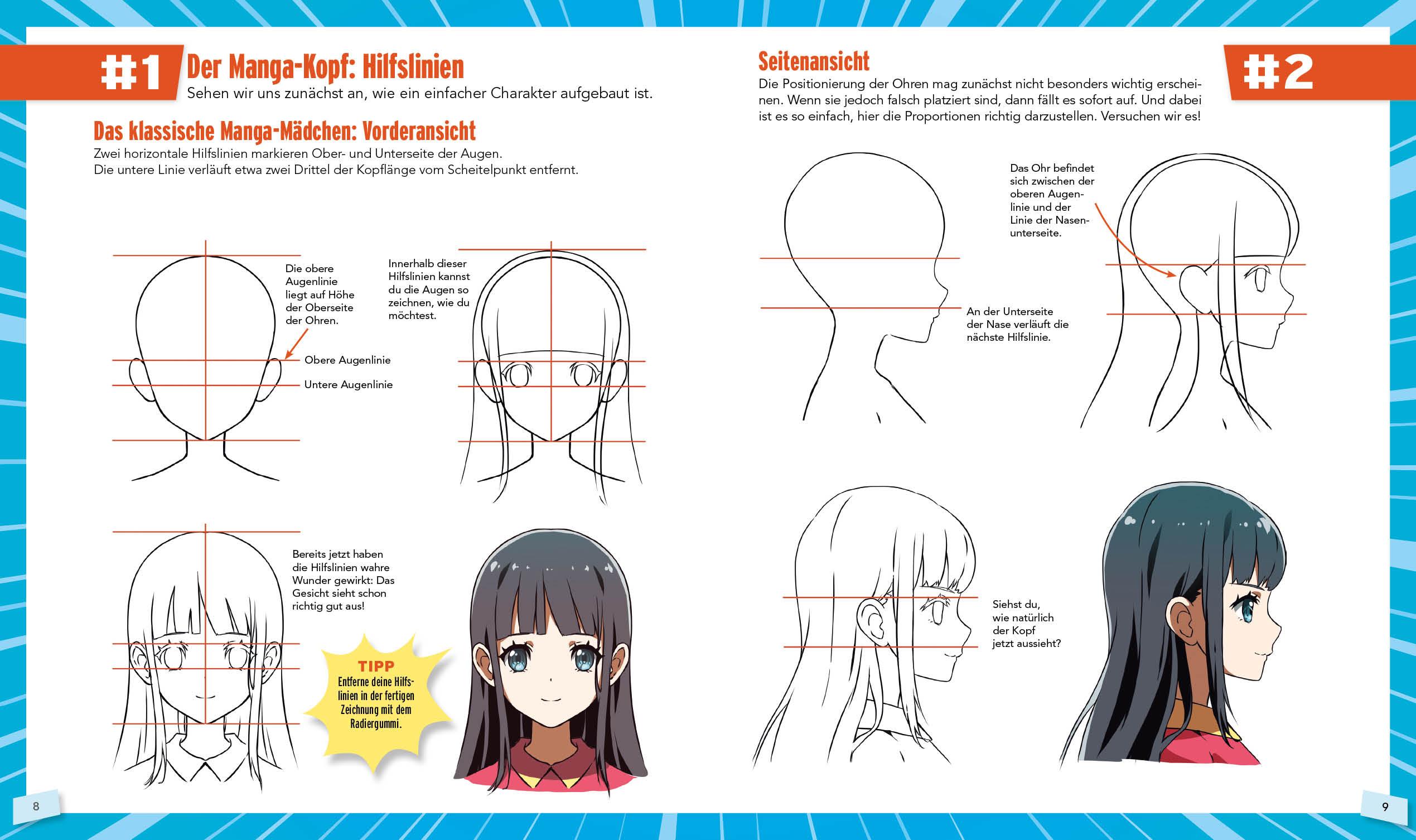 Beispielinhalt (Bild) 100 Manga-Figuren zeichnen