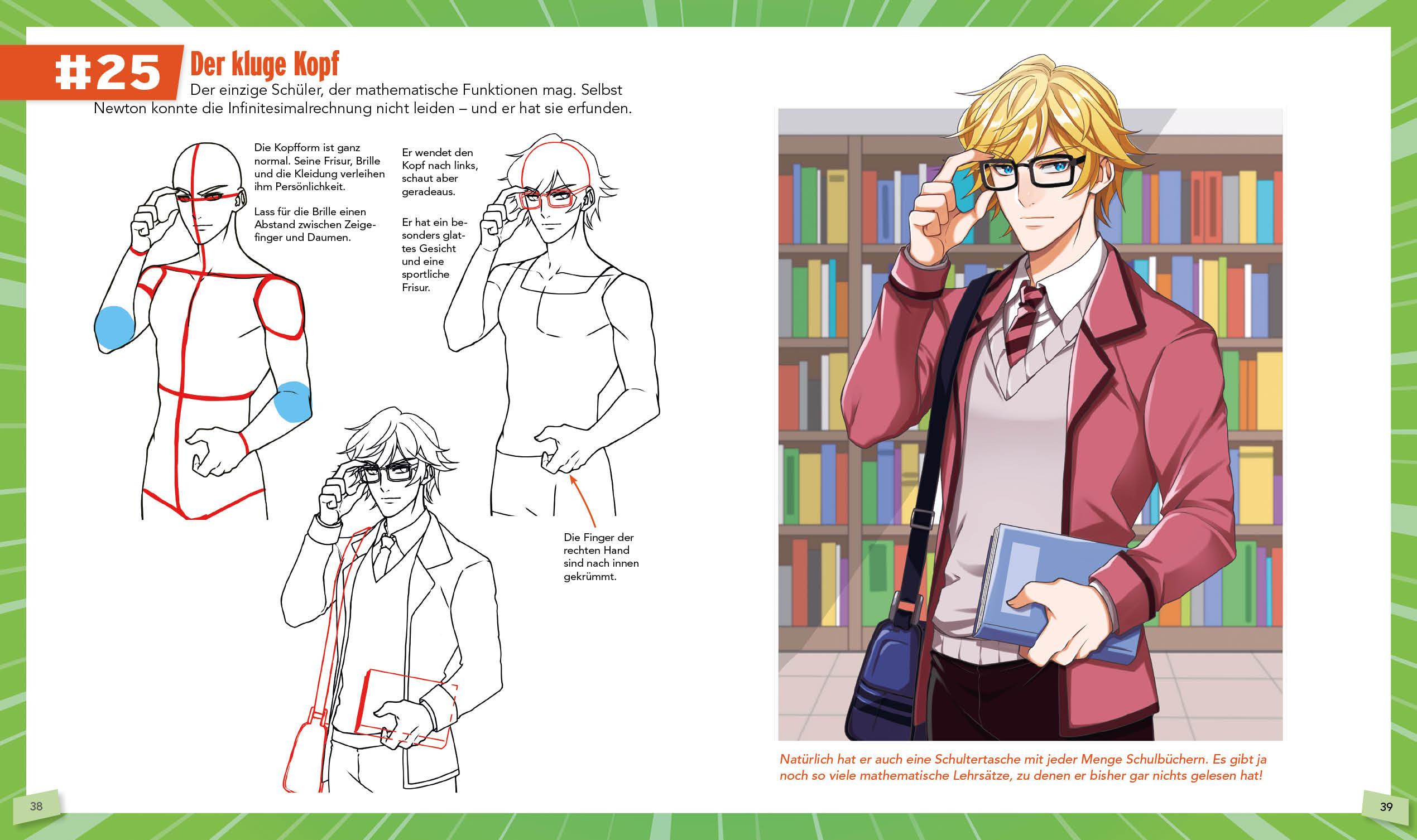 Beispielinhalt (Bild) 100 Manga-Figuren zeichnen