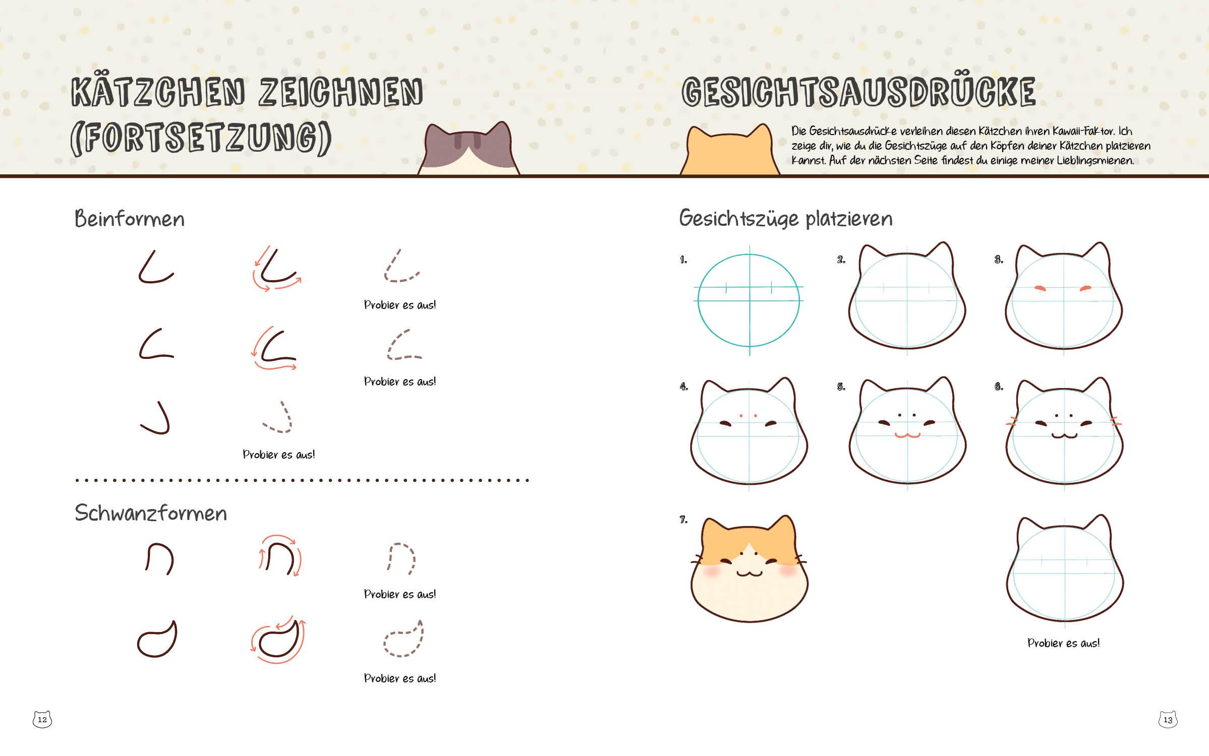 Beispielinhalt (Bild) Kawaii: 75 süße Katzen zeichnen - Mit Schritt-Anleitungen