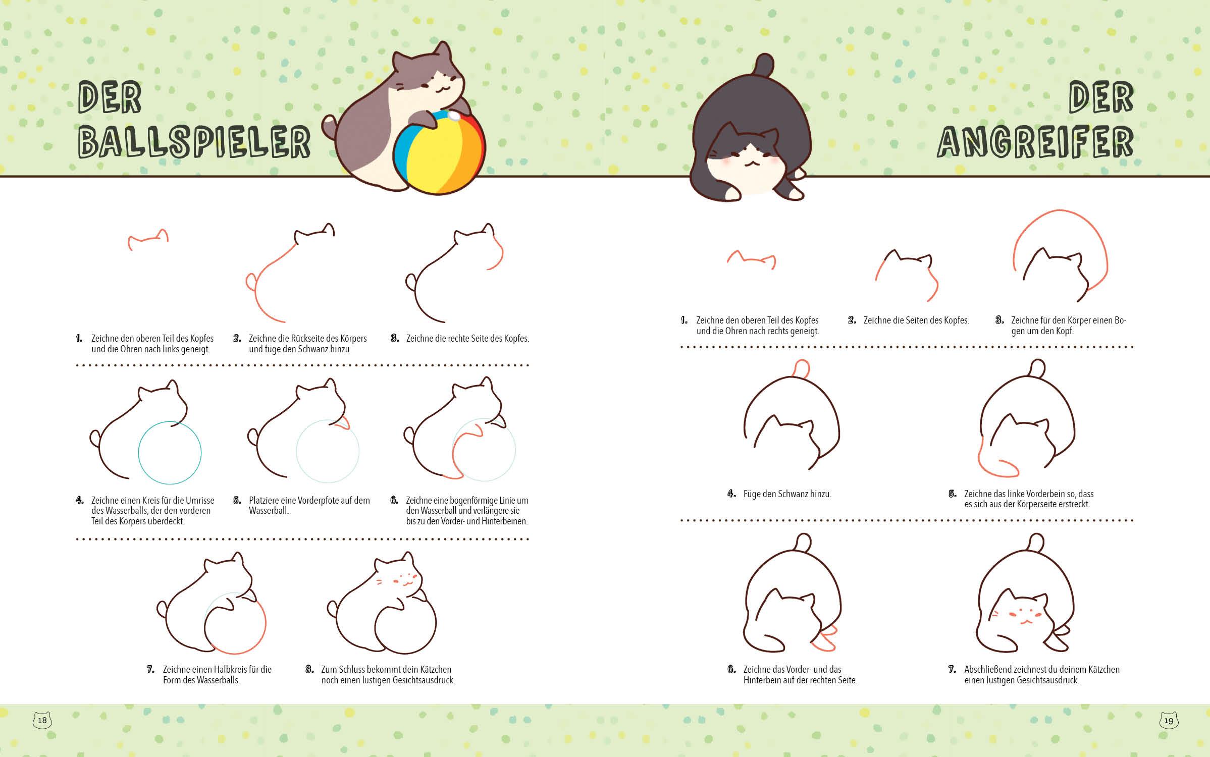 Beispielinhalt (Bild) Kawaii: 75 süße Katzen zeichnen - Mit Schritt-Anleitungen