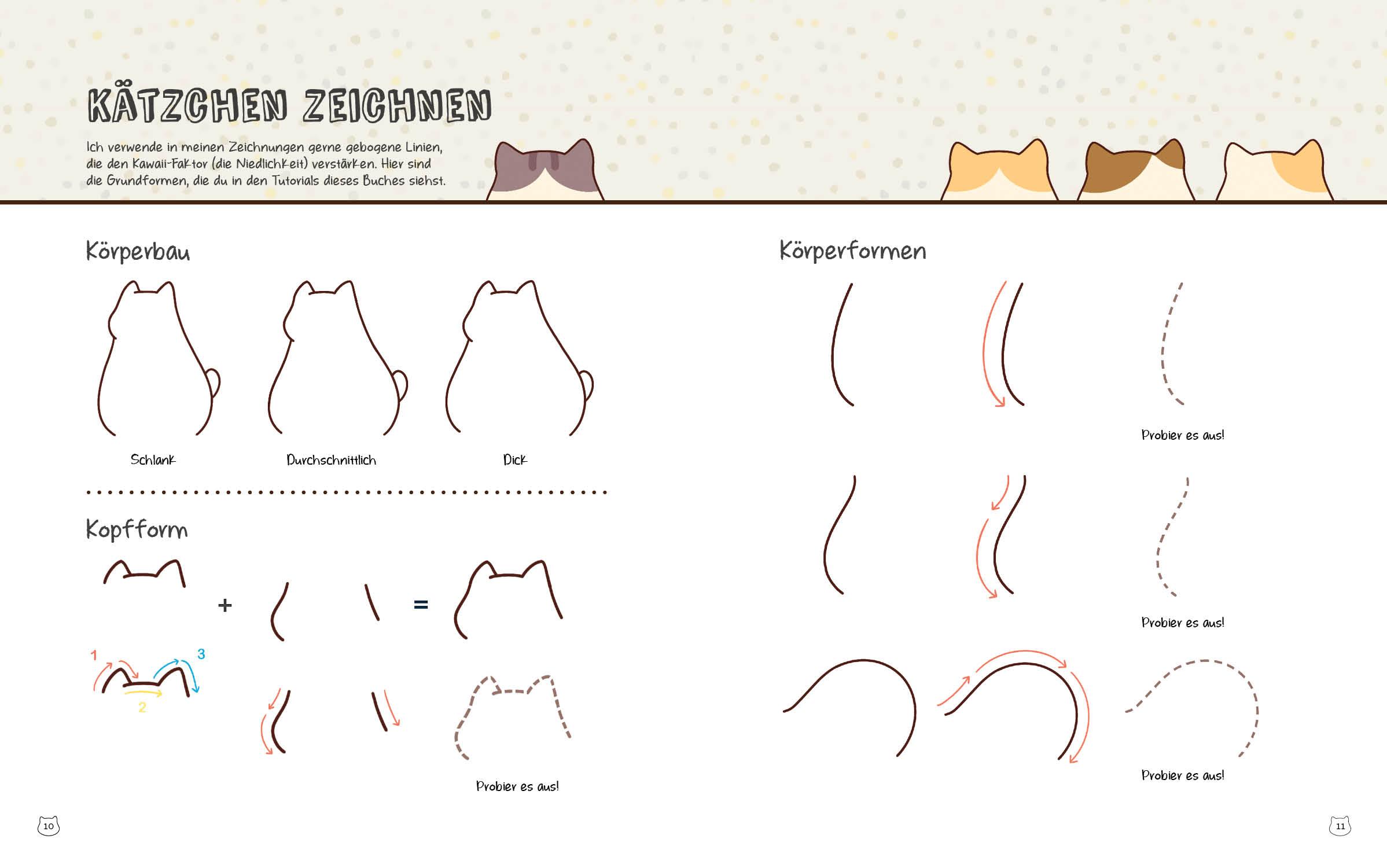 Beispielinhalt (Bild) Kawaii: 75 süße Katzen zeichnen - Mit Schritt-Anleitungen