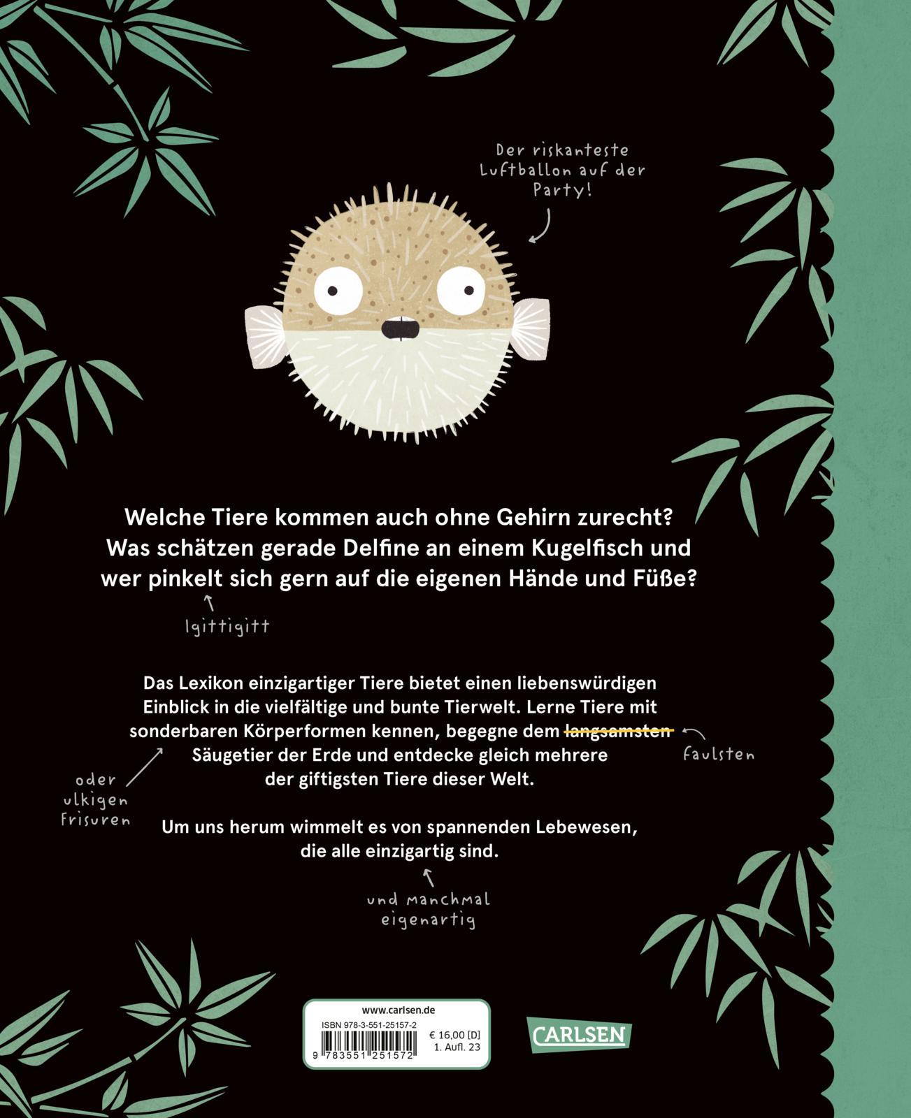 Rückseitencover Das Lexikon einzigartiger Tiere