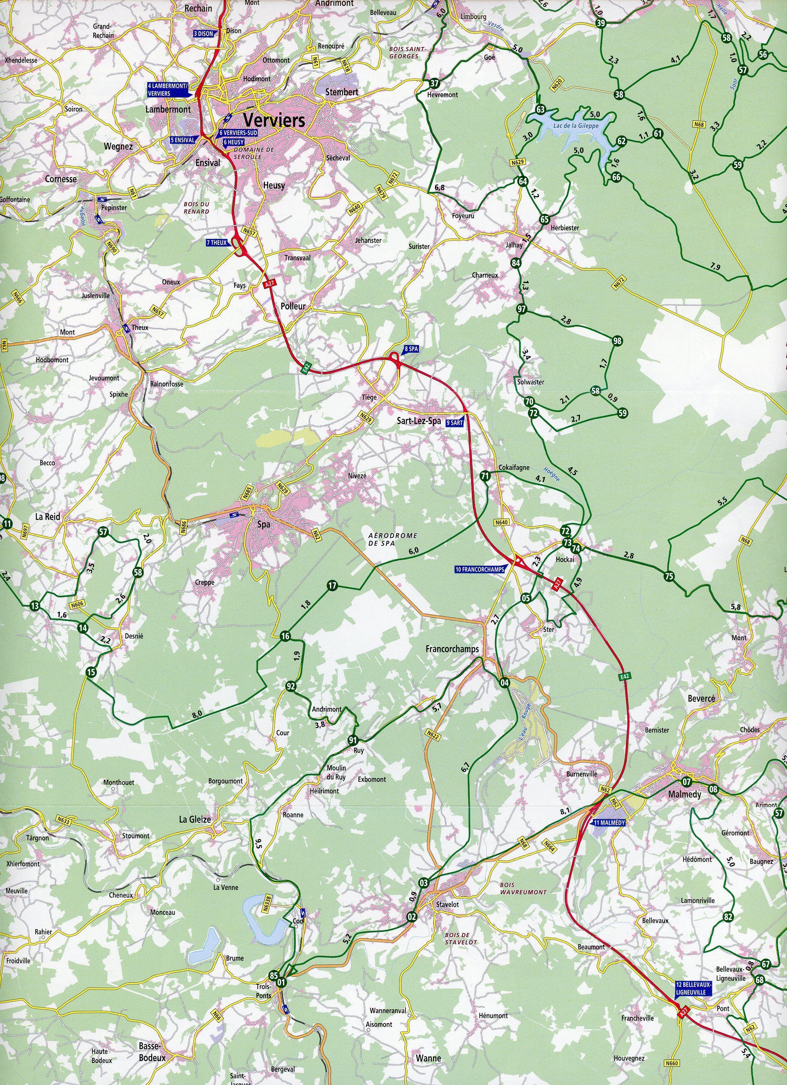 Beispielinhalt (Bild) Ardennen (Luik / Verviers / Spa) 1:100 000