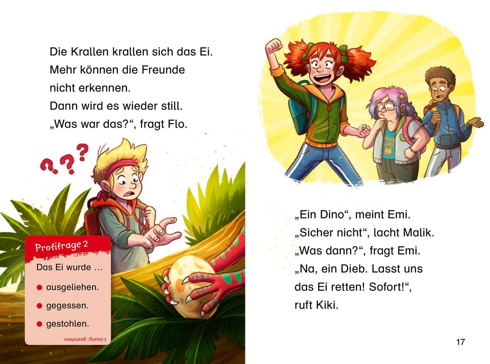 Beispielinhalt (Bild) Duden Leseprofi - Dino-Baby in großer Gefahr, 1. Klasse