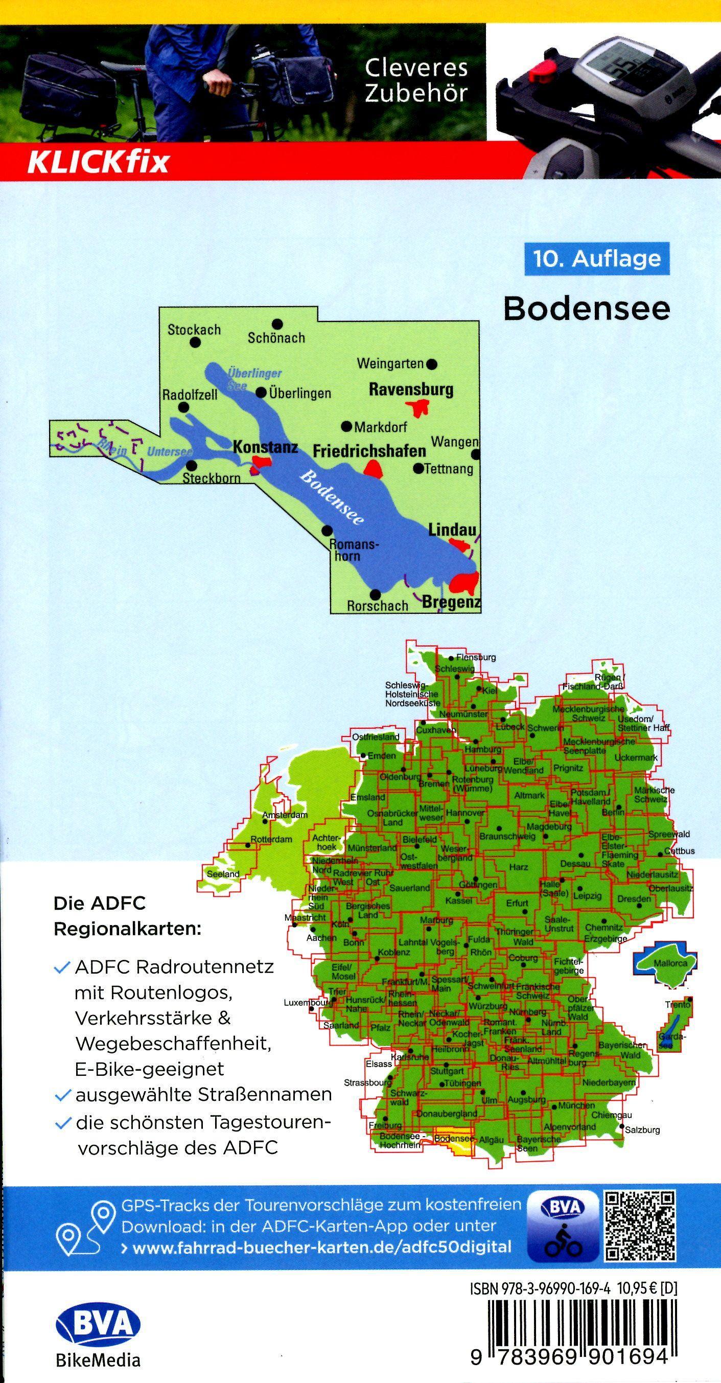 Beispielinhalt (Bild) ADFC-Regionalkarte Bodensee, 1:50.000, reiß- und wetterfest, mit kostenlosem GPS-Download der Touren via BVA-website oder Karten-App