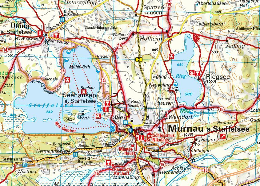Beispielinhalt (Bild) ADFC-Regionalkarte Bayerische Seen, 1:75.000, reiß- und wetterfest, mit kostenlosem GPS-Download der Touren via BVA-website oder Karten-App