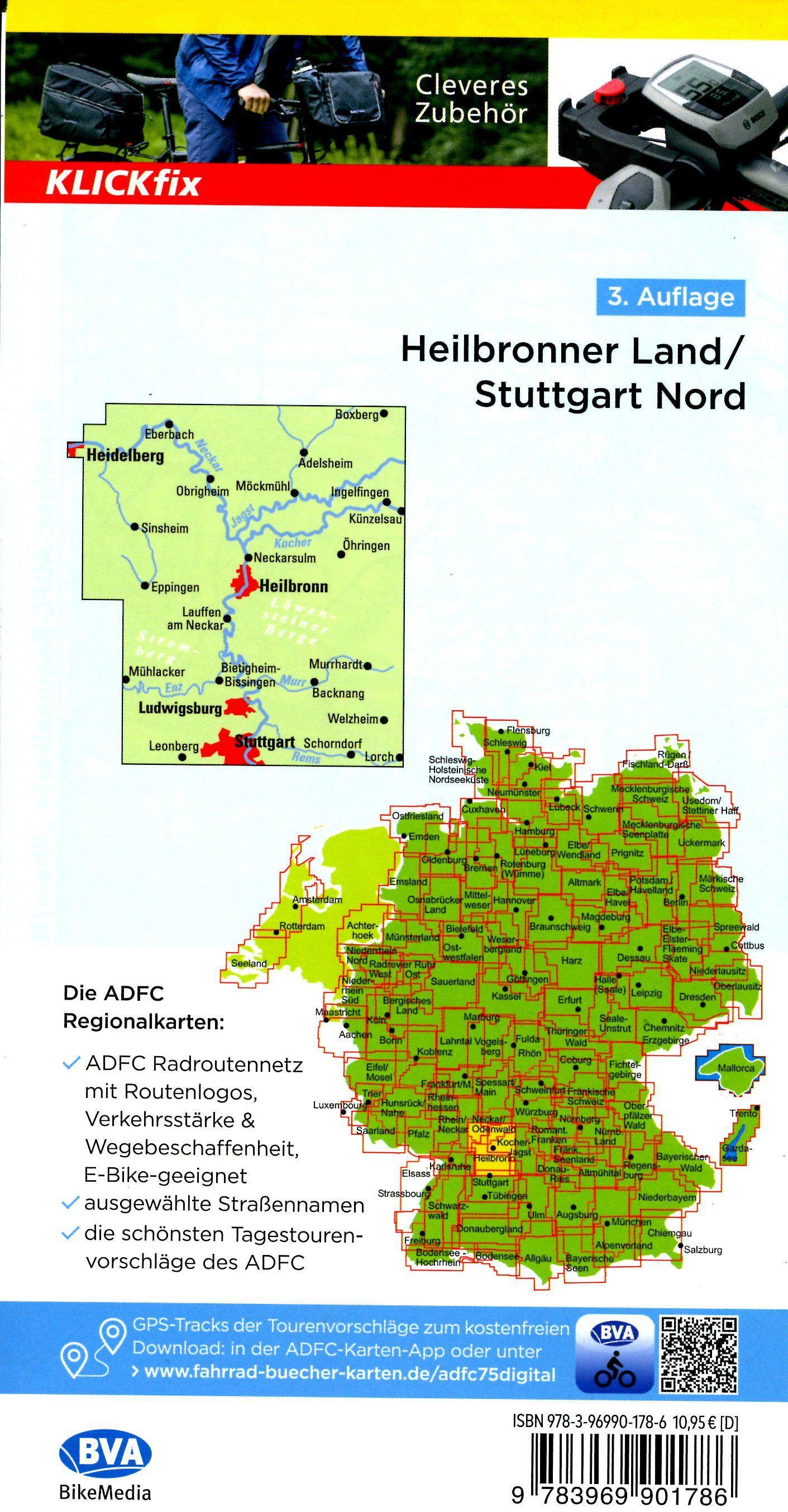 Beispielinhalt (Bild) ADFC-Regionalkarte Heilbronner Land - Stuttgart Nord 1:75.000, reiß- und wetterfest, mit kostenlosem GPS-Download der Touren via BVA-website oder Karten-App
