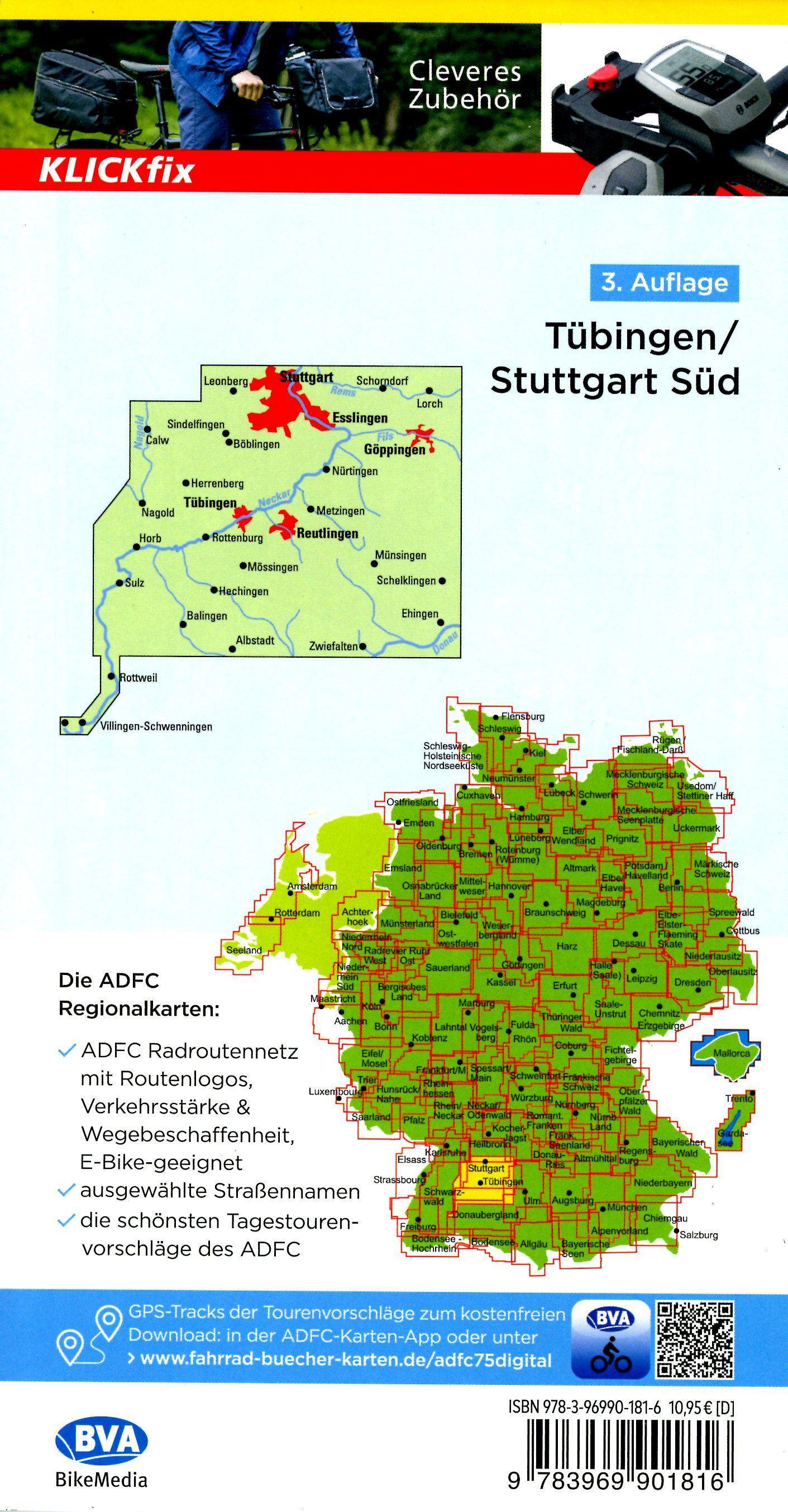 Beispielinhalt (Bild) ADFC-Regionalkarte Tübingen - Stuttgart Süd, 1:75.000, reiß- und wetterfest,mit kostenlosem GPS-Download der Touren via BVA-website oder Karten-App
