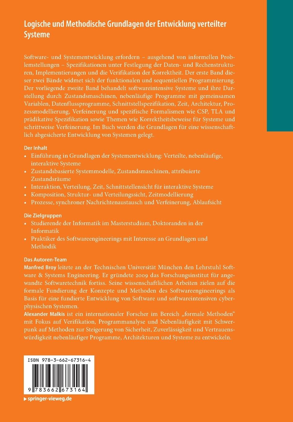 Rückseitencover Logische und Methodische Grundlagen der Entwicklung verteilter Systeme