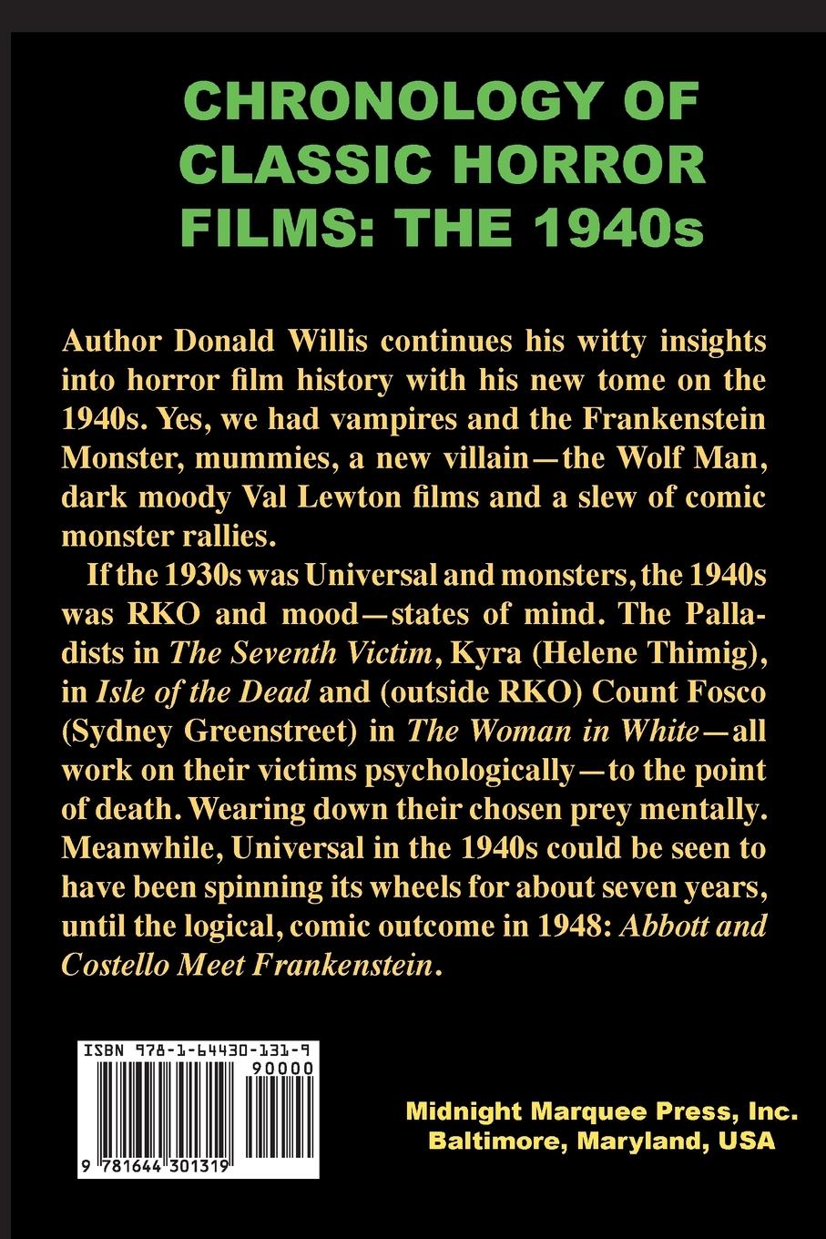 Rückseitencover Chronology of Classic Horror Films