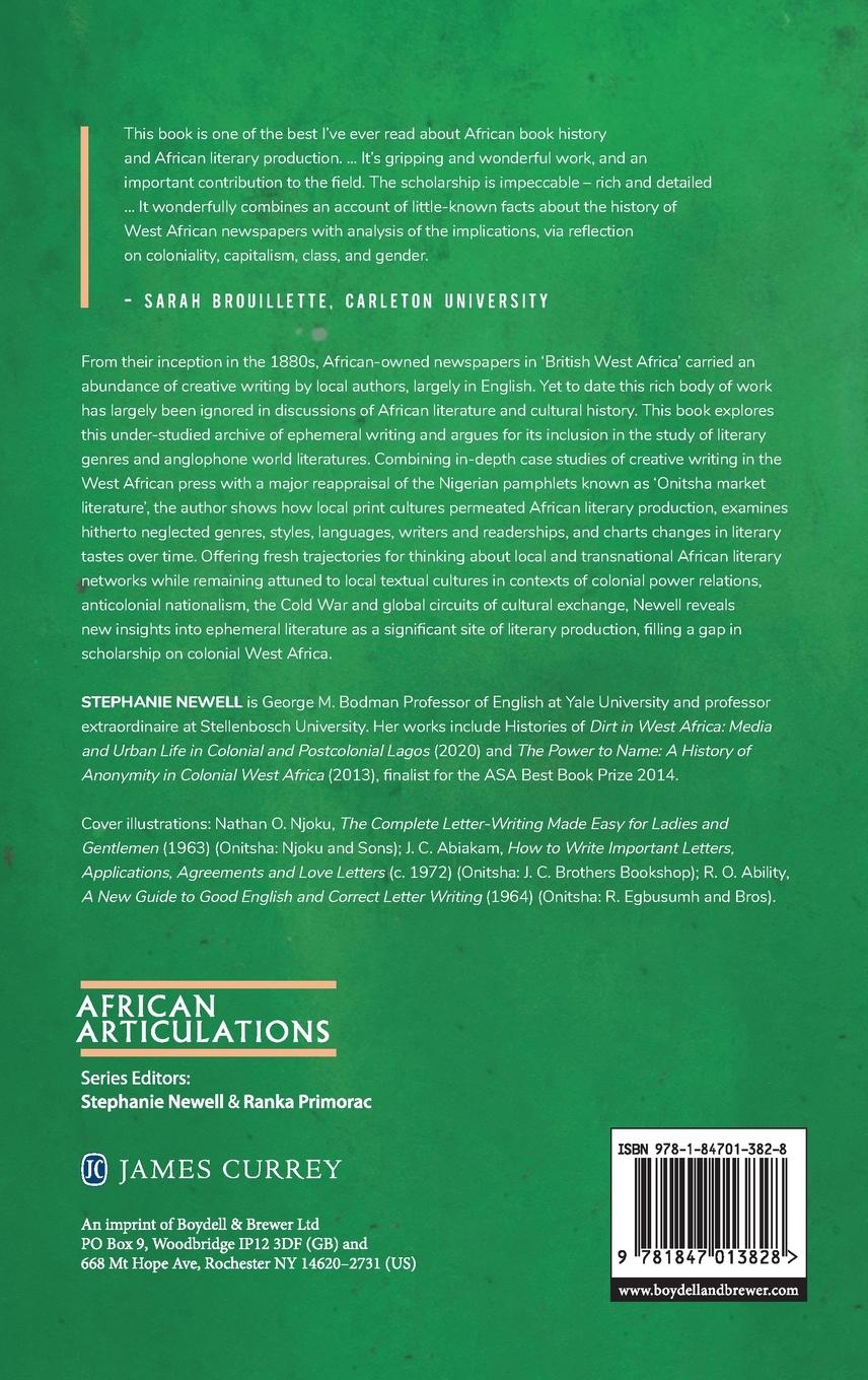 Rückseitencover Newsprint Literature and Local Literary Creativity in West Africa, 1900s - 1960s