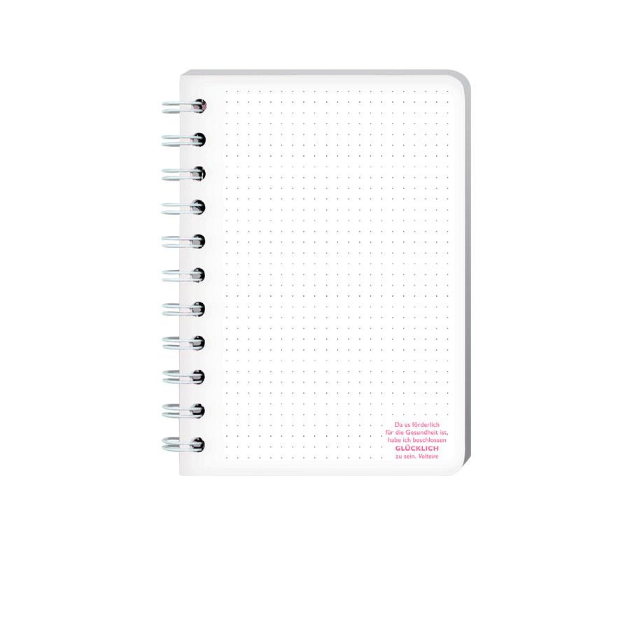 Beispielinhalt (Bild) Ringbuch A6 Voltaire Glücklich
