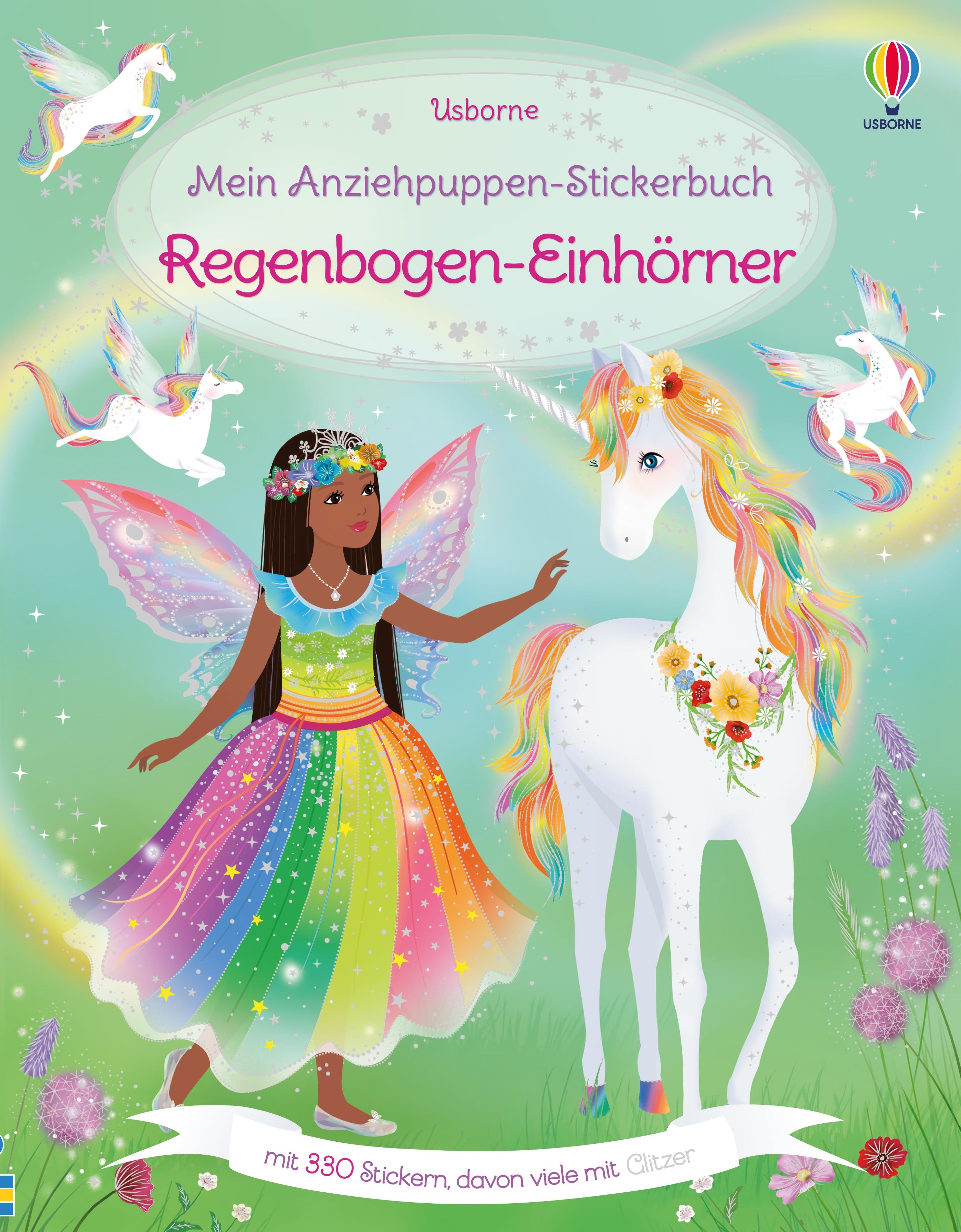 Vorderes Coverbild Mein Anziehpuppen-Stickerbuch: Regenbogen-Einhörner
