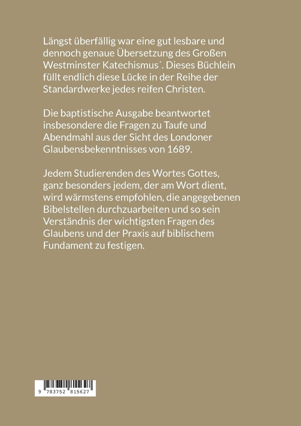 Rückseitencover Der Große 1689 Katechismus
