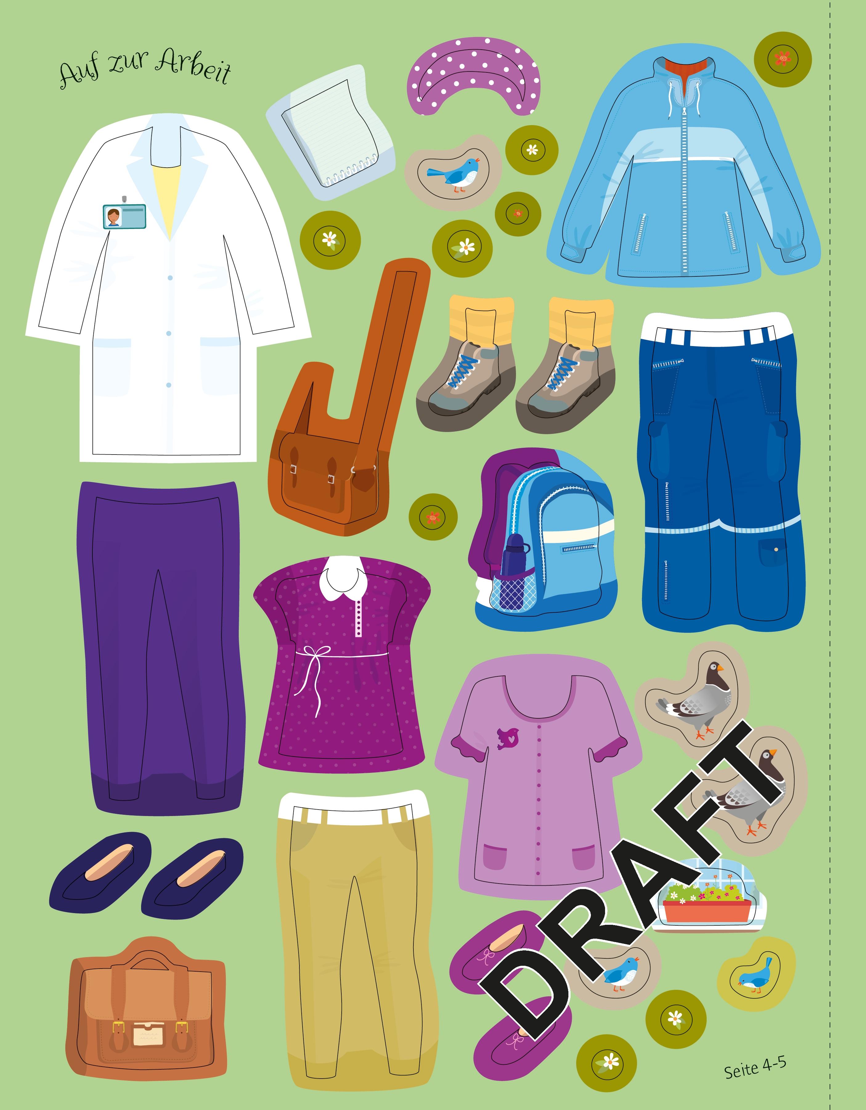 Beispielinhalt (Bild) Mein Anziehpuppen-Stickerbuch: Traumberufe
