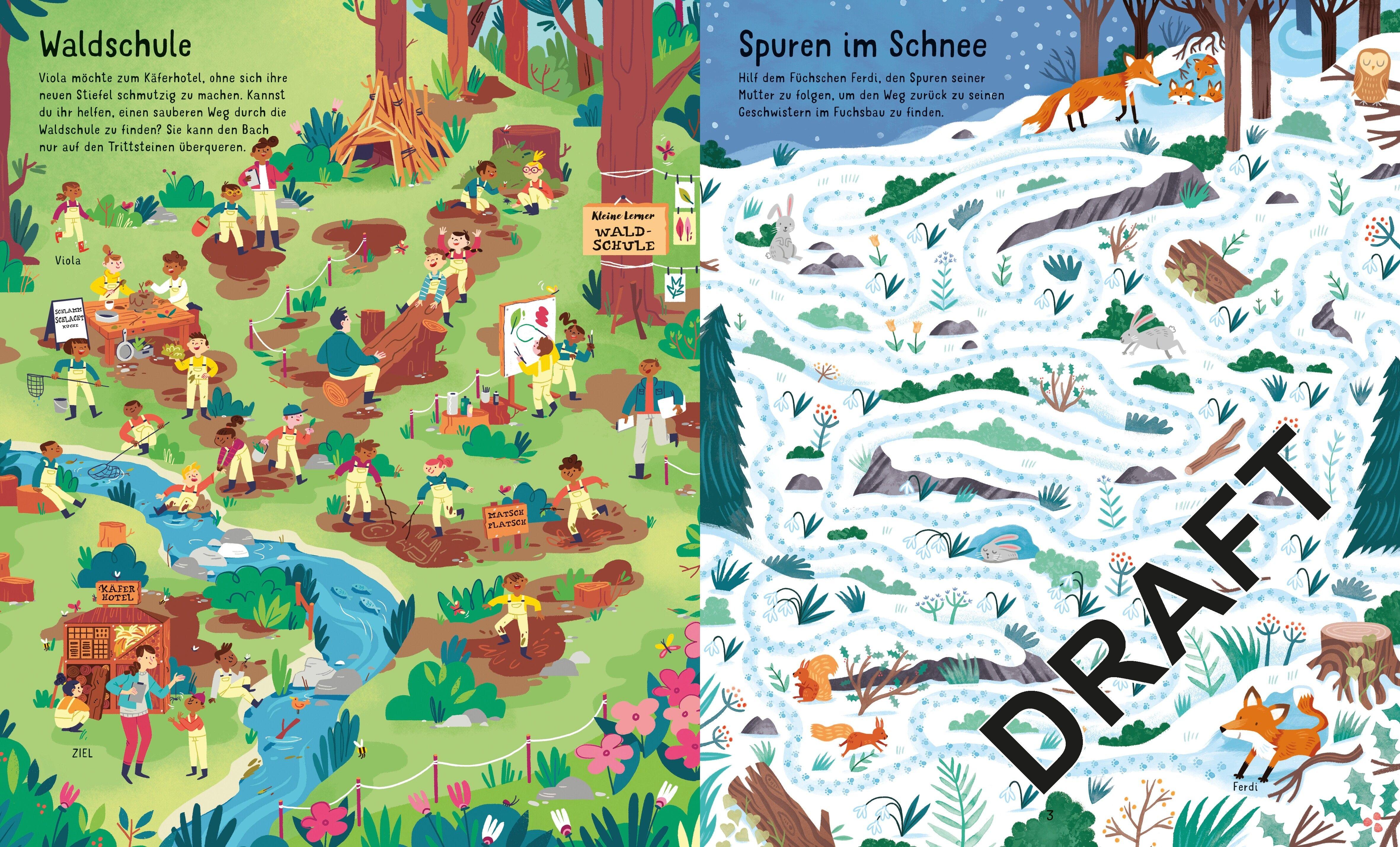 Beispielinhalt (Bild) Puzzle & Buch: Labyrinthe-Reise durch den Wald