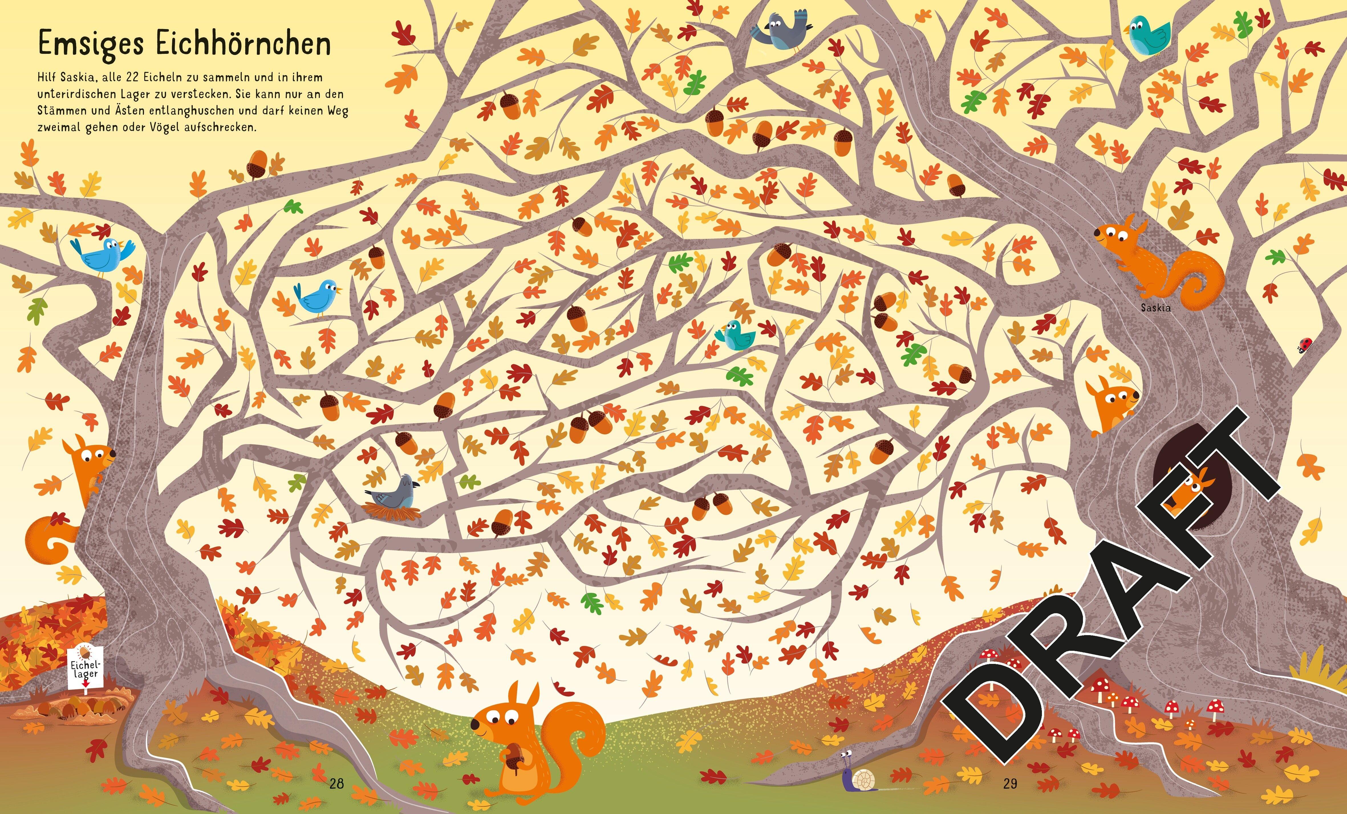 Beispielinhalt (Bild) Puzzle & Buch: Labyrinthe-Reise durch den Wald