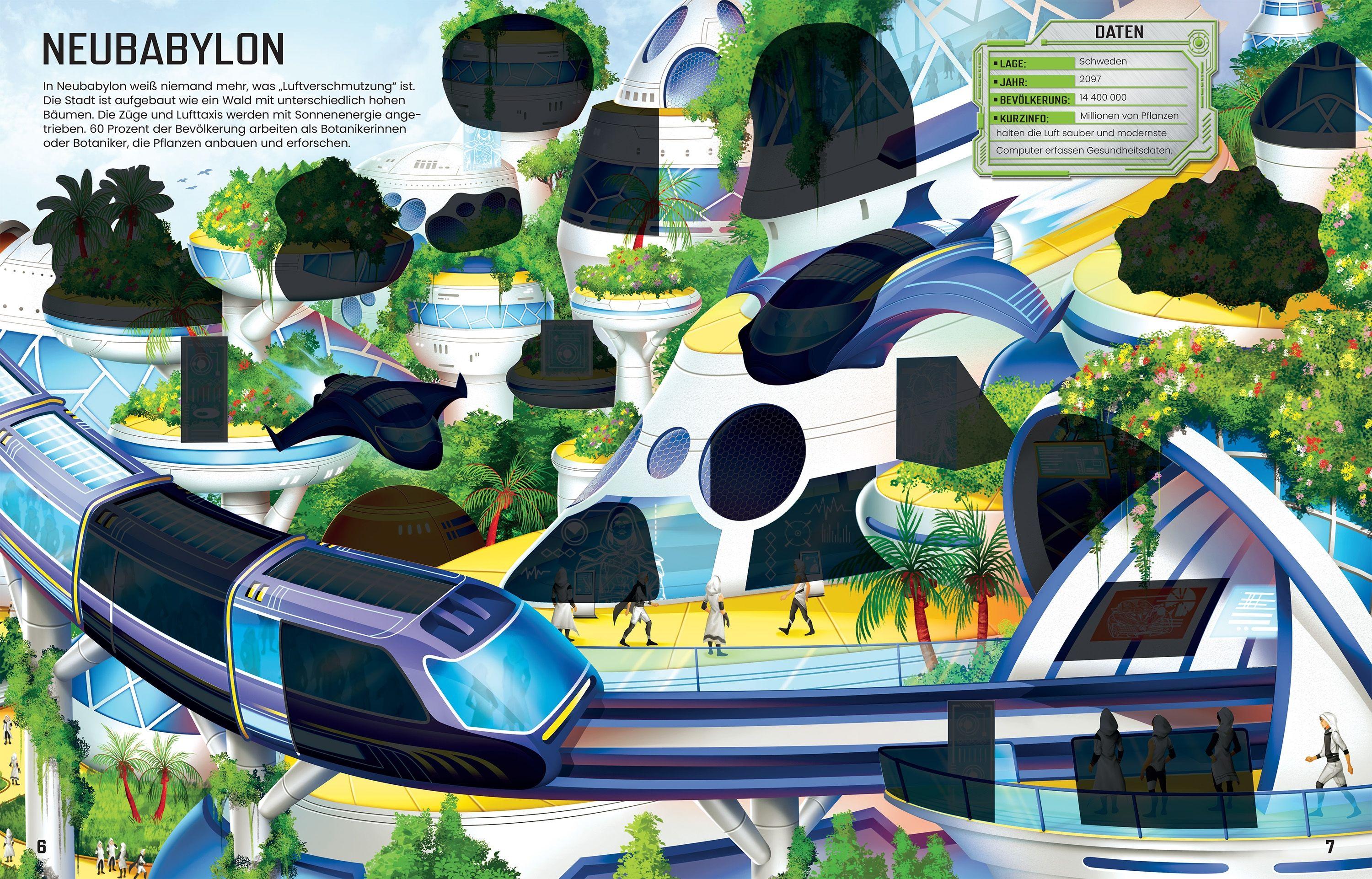 Beispielinhalt (Bild) Der große Stickerspaß: Städte der Zukunft
