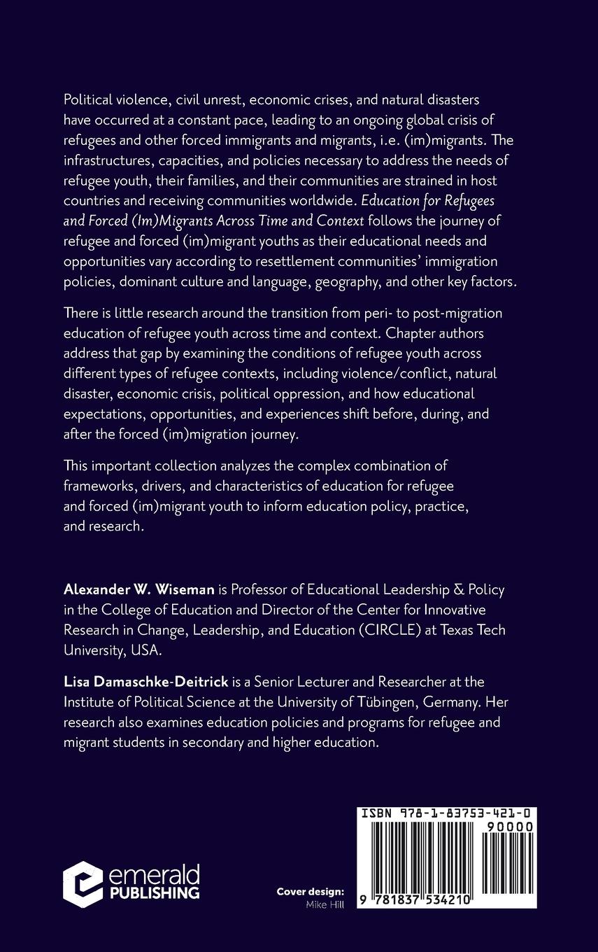 Rückseitencover Education for Refugees and Forced (Im)Migrants Across Time and Context