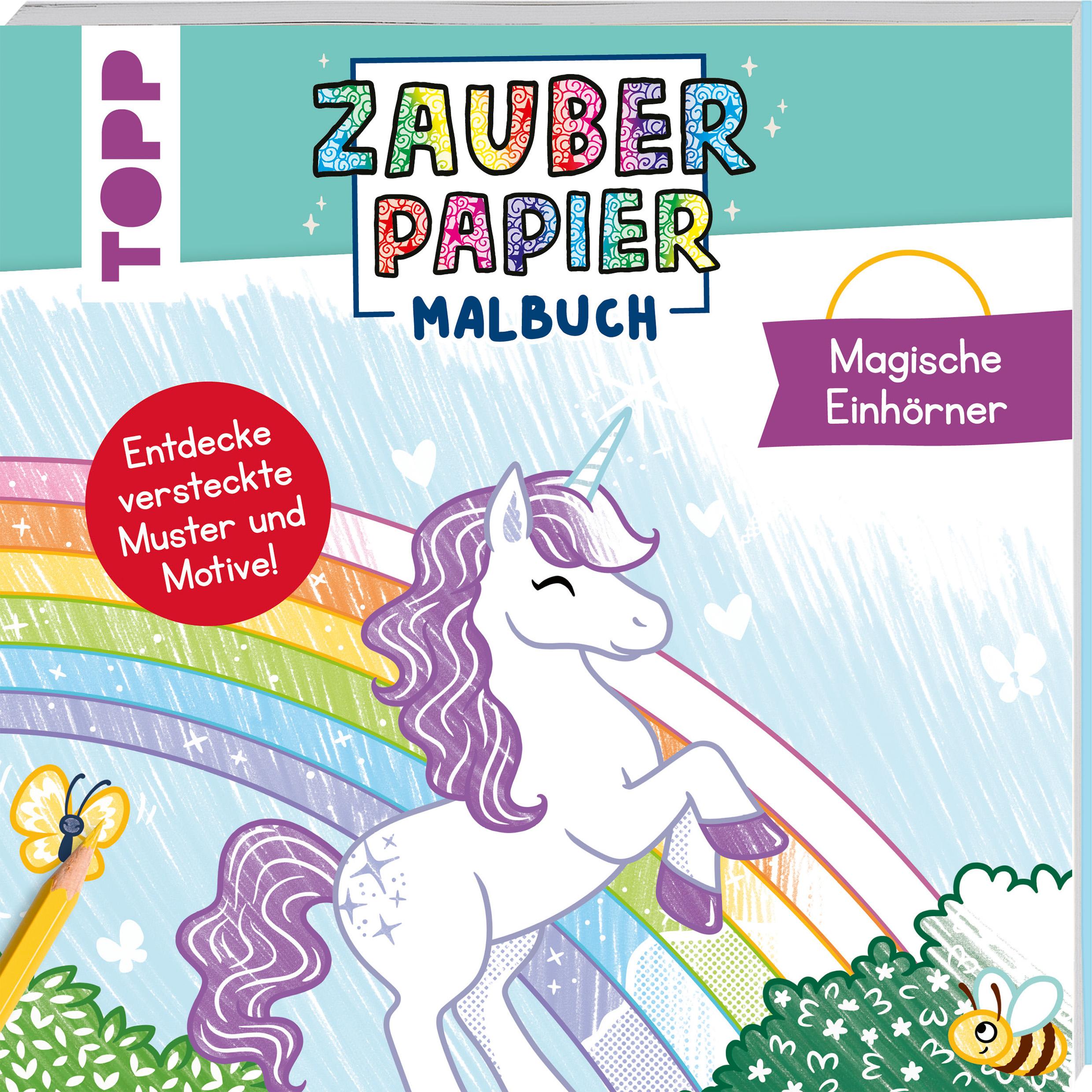Vorderes Coverbild Zauberpapier Malbuch Magische Einhörner