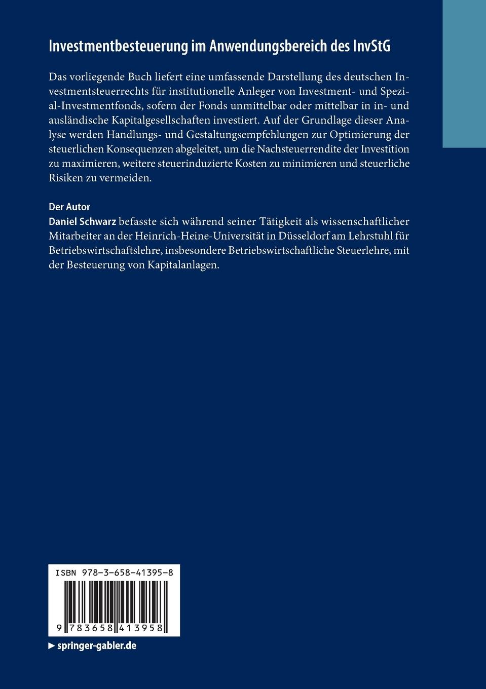 Rückseitencover Investmentbesteuerung im Anwendungsbereich des InvStG