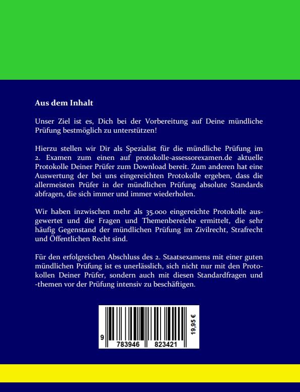 Rückseitencover Standardfragen und -themen in der mündlichen Prüfung im 2. Examen